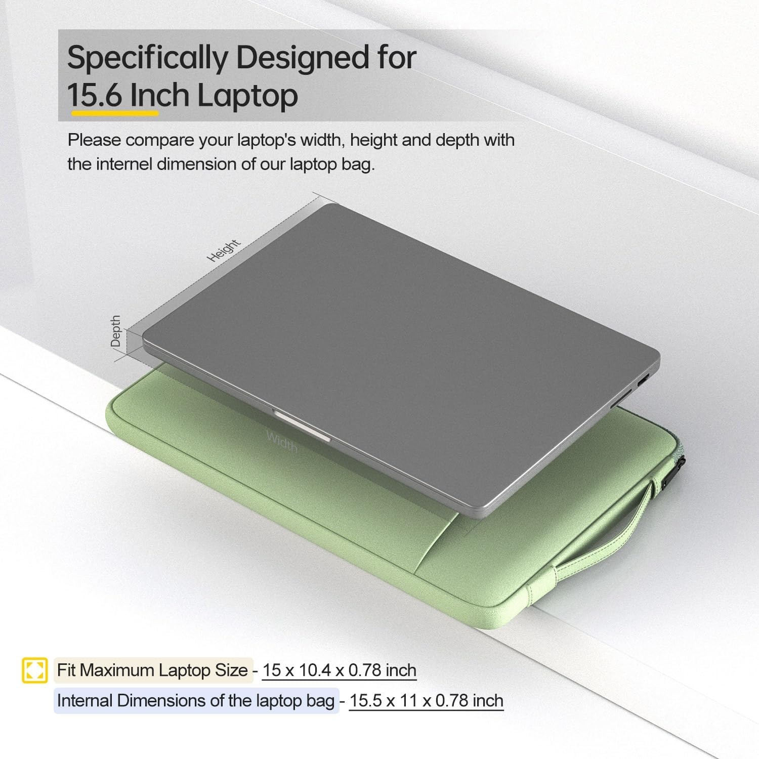 Green Laptop Sleeve Case for Lenovo Yoga 7i 16″, ThinkPad E16, Dell Inspiron 16