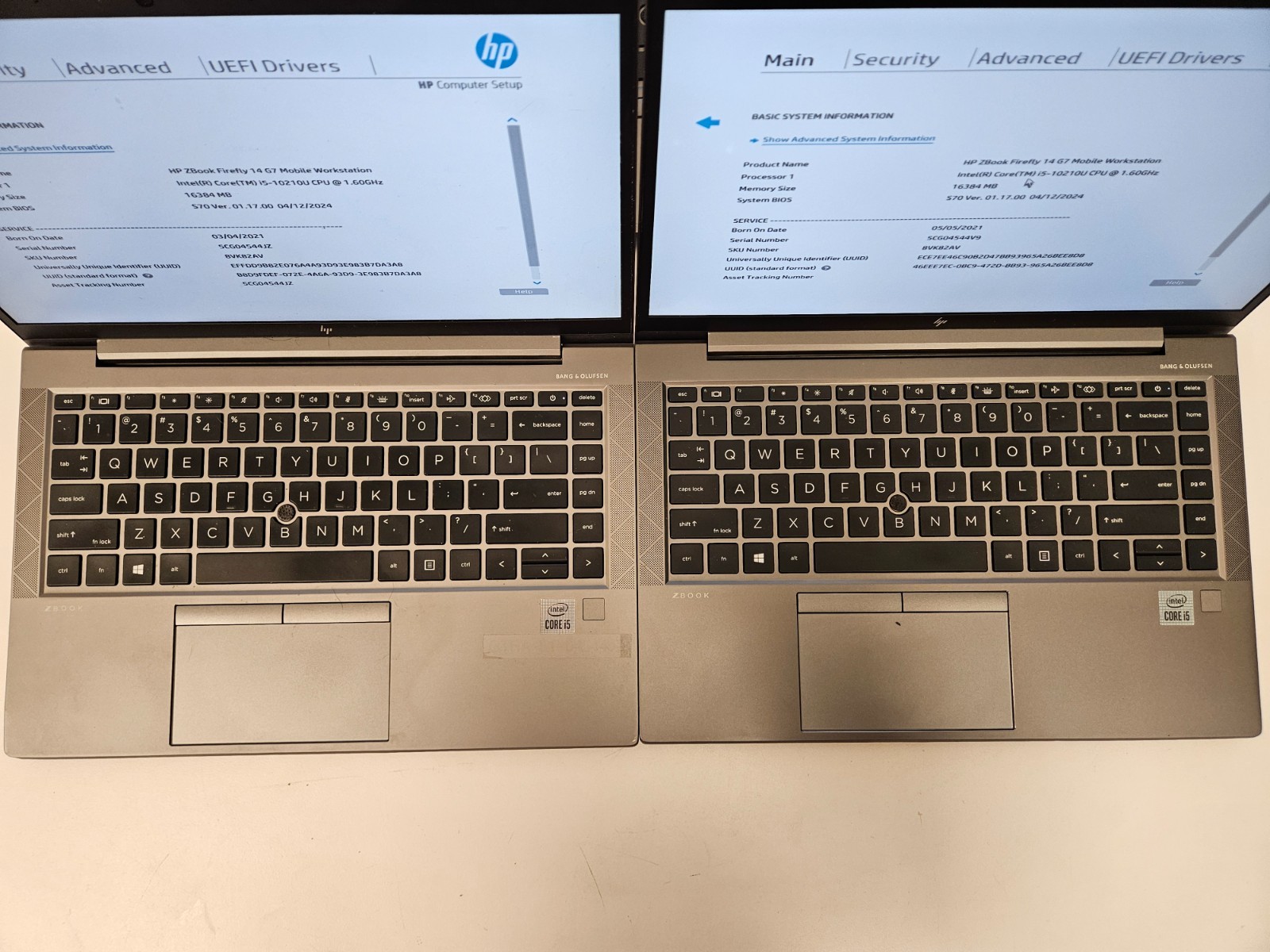 Lot of 5) HP ZBook Firefly 14 g7 i5-10210u @ 1.60 GHz 16GB RAM NO SSD/OS/AC