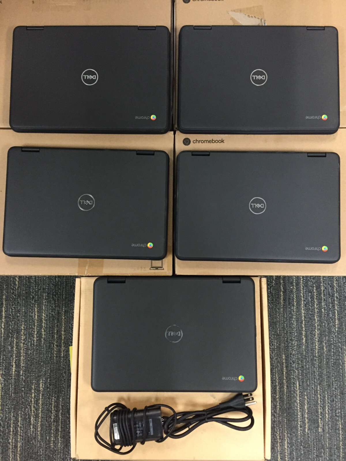 Lot of 5 *PARTS* Dell Chromebook 5190 11.6″ Touch/Intel N3450/4GB RAM/32GB eMMC