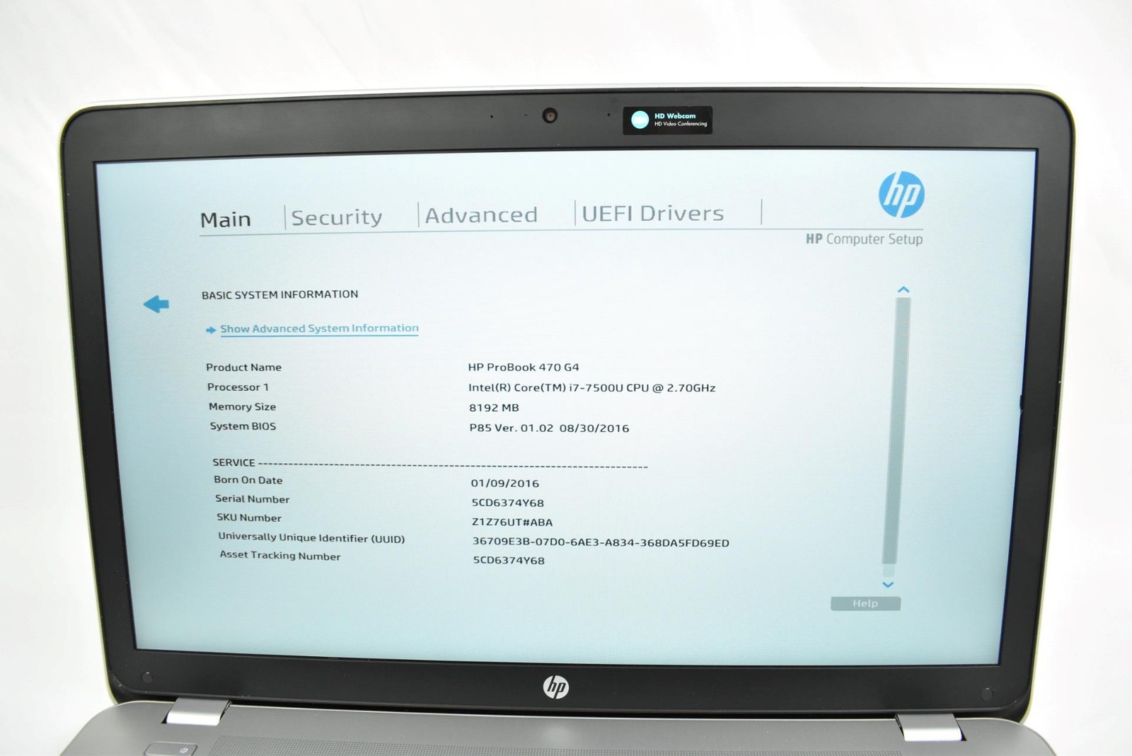 (4) HP ProBook 470 G4 Laptops i7-7500U 2.7GHz 8GB 240GB SSD DVDRW No OS 17.3″