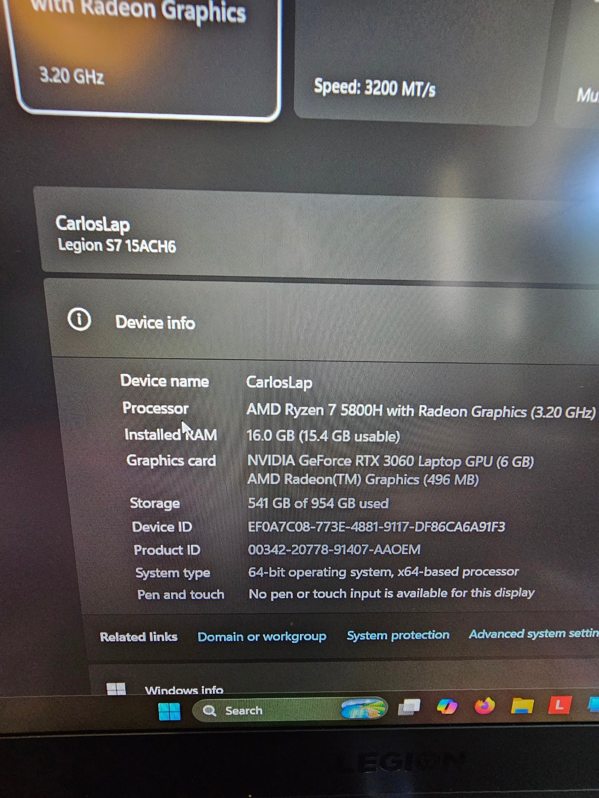 Lenovo Legion Slim 7 Gen 6 15.6” (1TB SSD AMD Ryzen 7 5800H 3.2GHz 16GB RAM)…