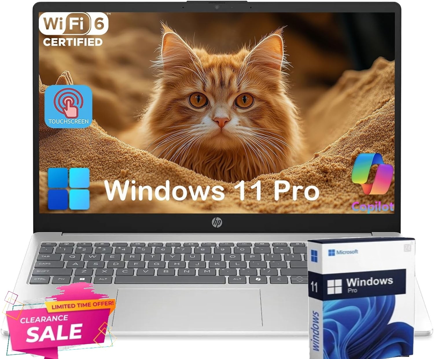 HP 15.6” Touch Laptop Computer Win11Pro 6 cores Intel core i3 UpTo 16GB RAM 1TB