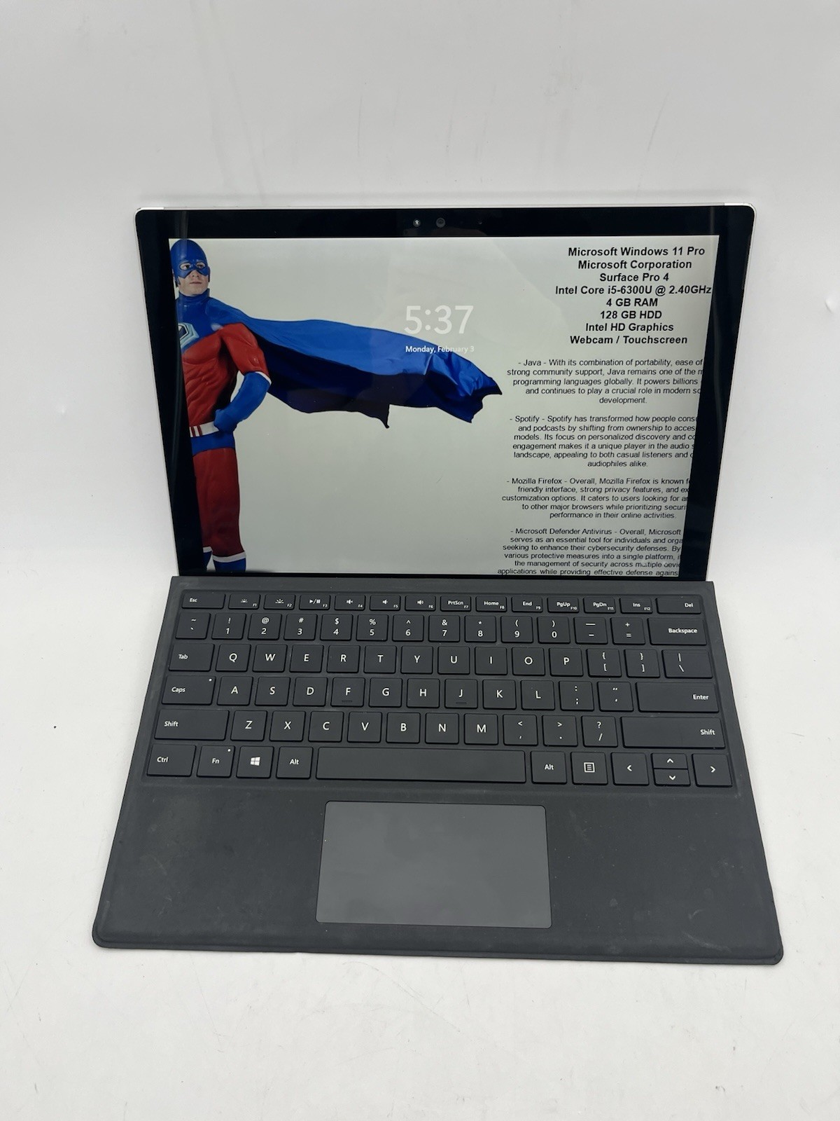 Microsoft Surface Pro 4 Windows 11 4 GB RAM 128 GB HDD i5-6300U Tablet