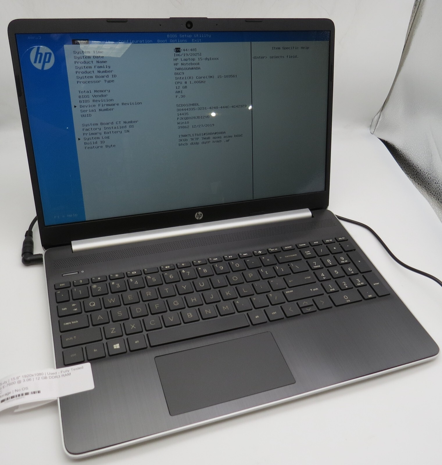HP 15-dy-15.6″ display-2 Duo E-7600@3.06GHz-12GB DDR3 RAM-NO STRG-NO OS *READ*