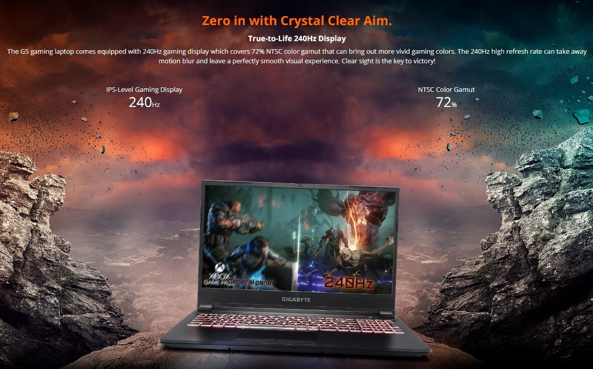 GIGABYTE 15.6″ 240Hz IPS i5-10500H RTX-3060 Gaming Laptop 16GB-RAM 512GB-NVMe