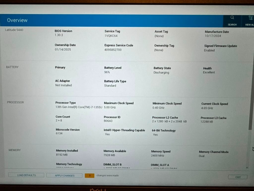 Dell Latitude 5440 14″ i7-1355U 8GB RAM 256GB NVMe SSD USB-C ADAPTER INCLUDED