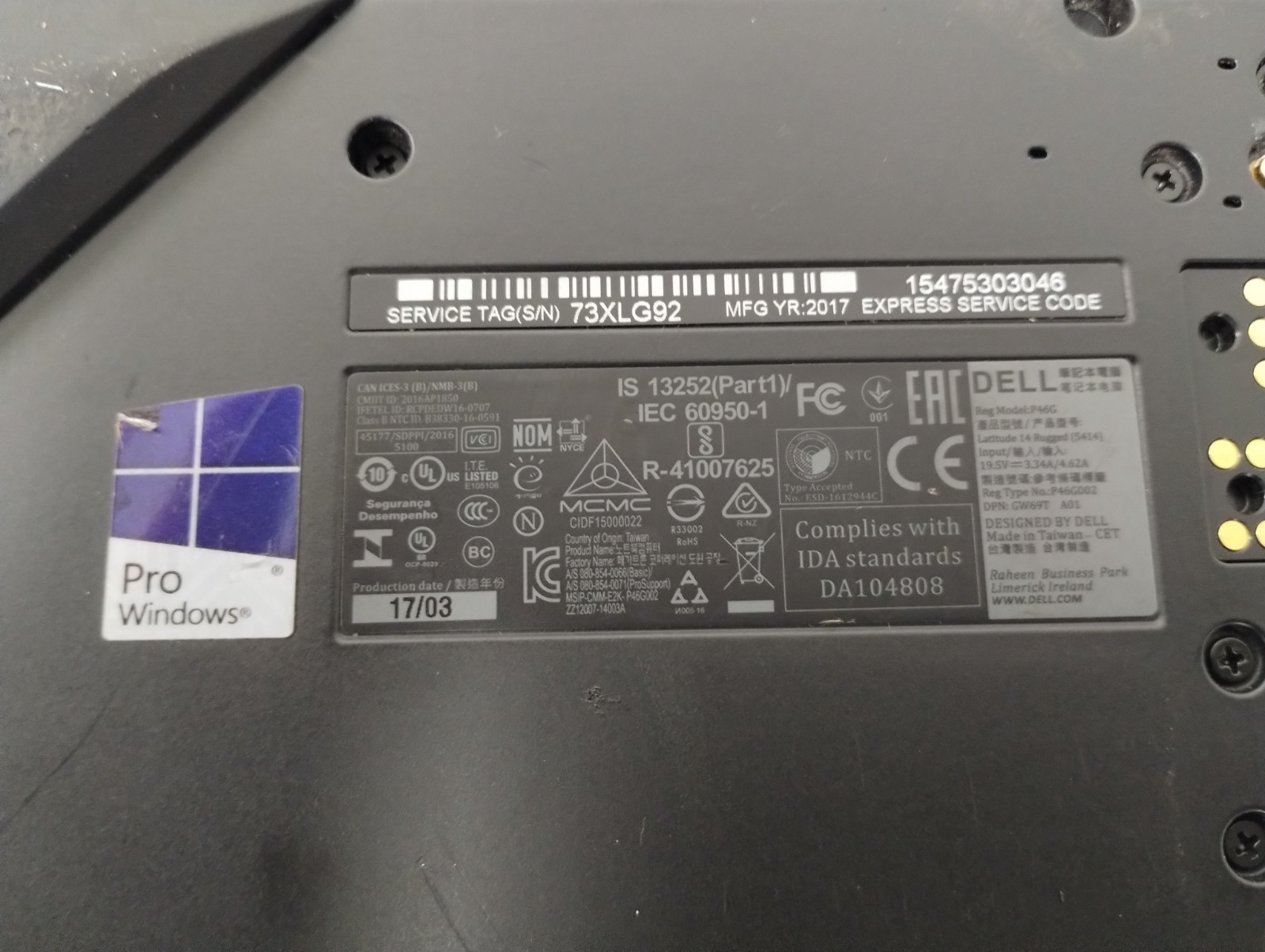 DELL LATITUDE 5414, Intel Core i5-6300U, 2.40 GHz, 12 GB RAM, 256 GB M.2