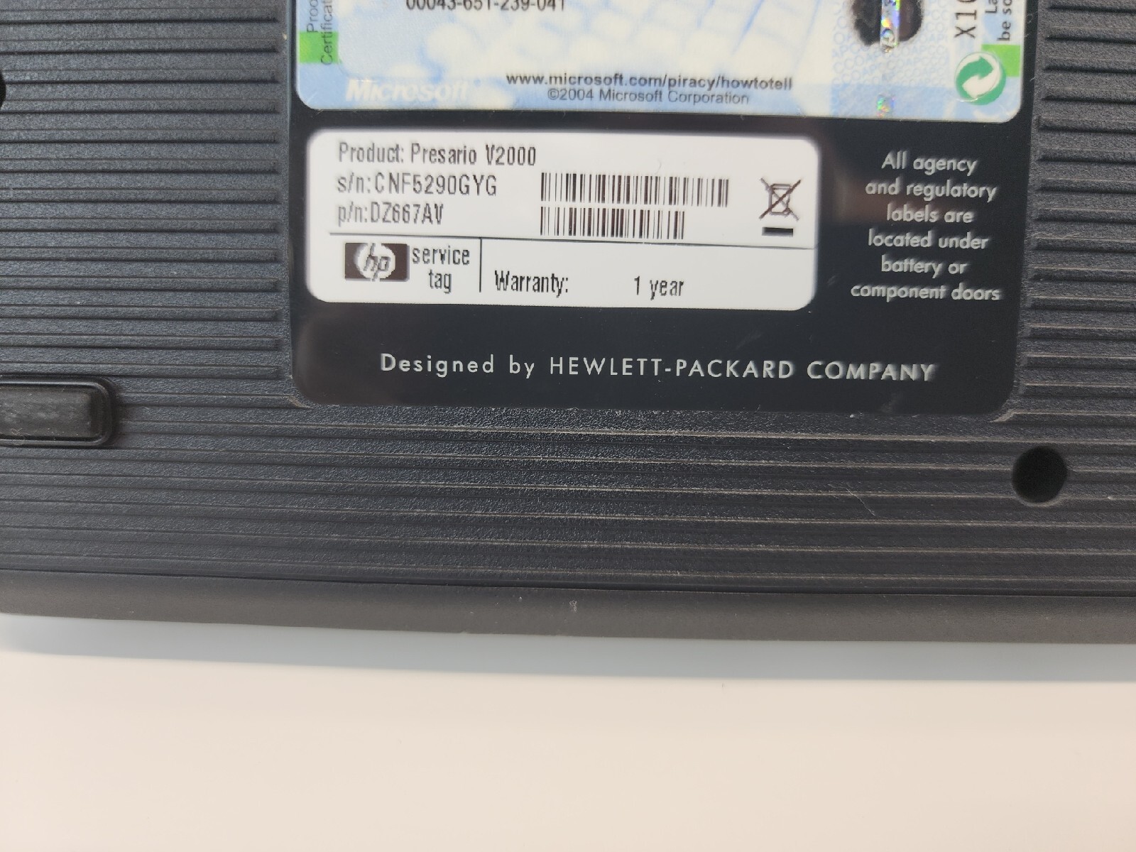 Compaq Presario V2000 14″ Windows XP PRO SP3 Laptop AMD CPU WiFi PARTS ONLY