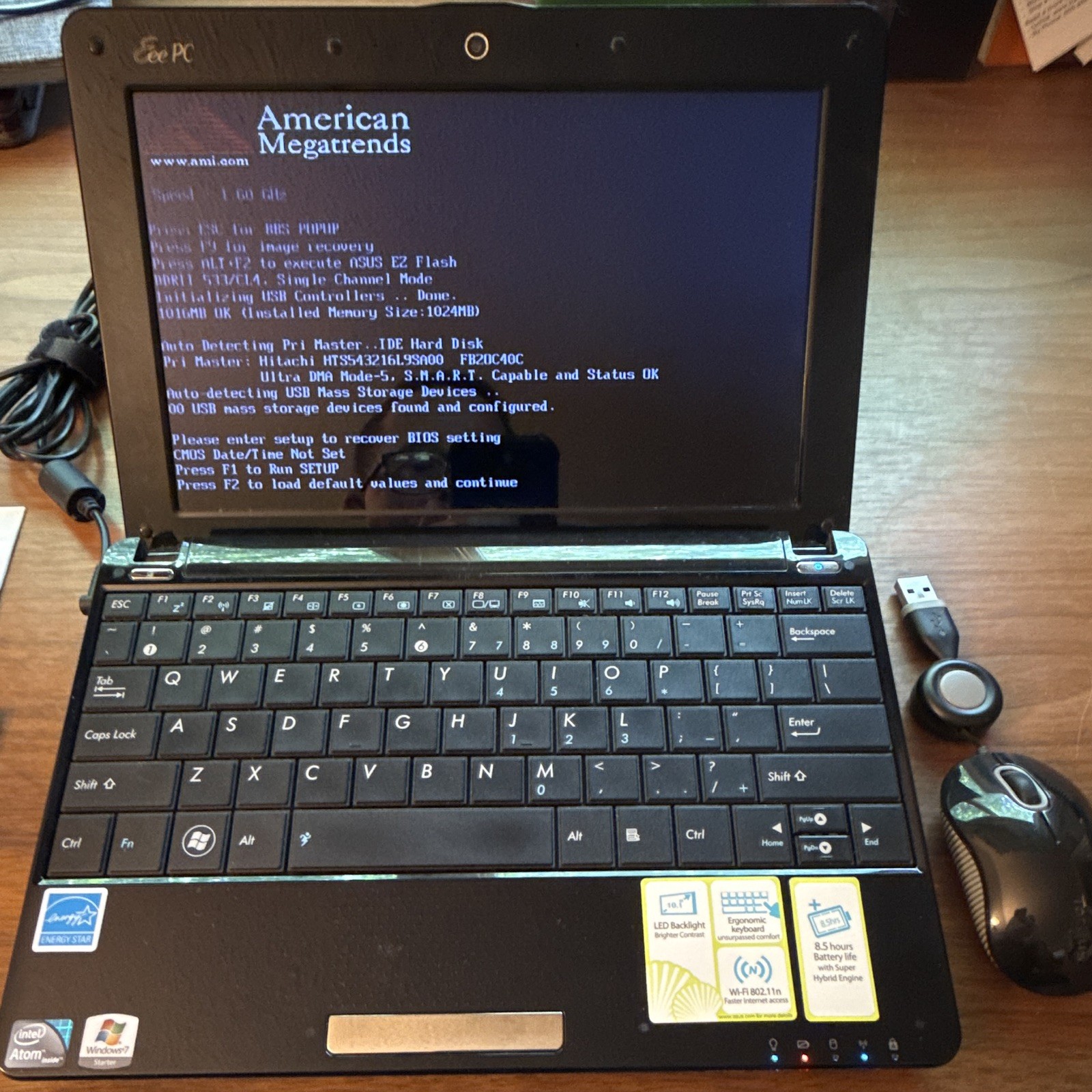ASUS Eee PC 10.1″ Netbook Intel Atom 1.60GHz 1GB RAM 160GB HDD Win7