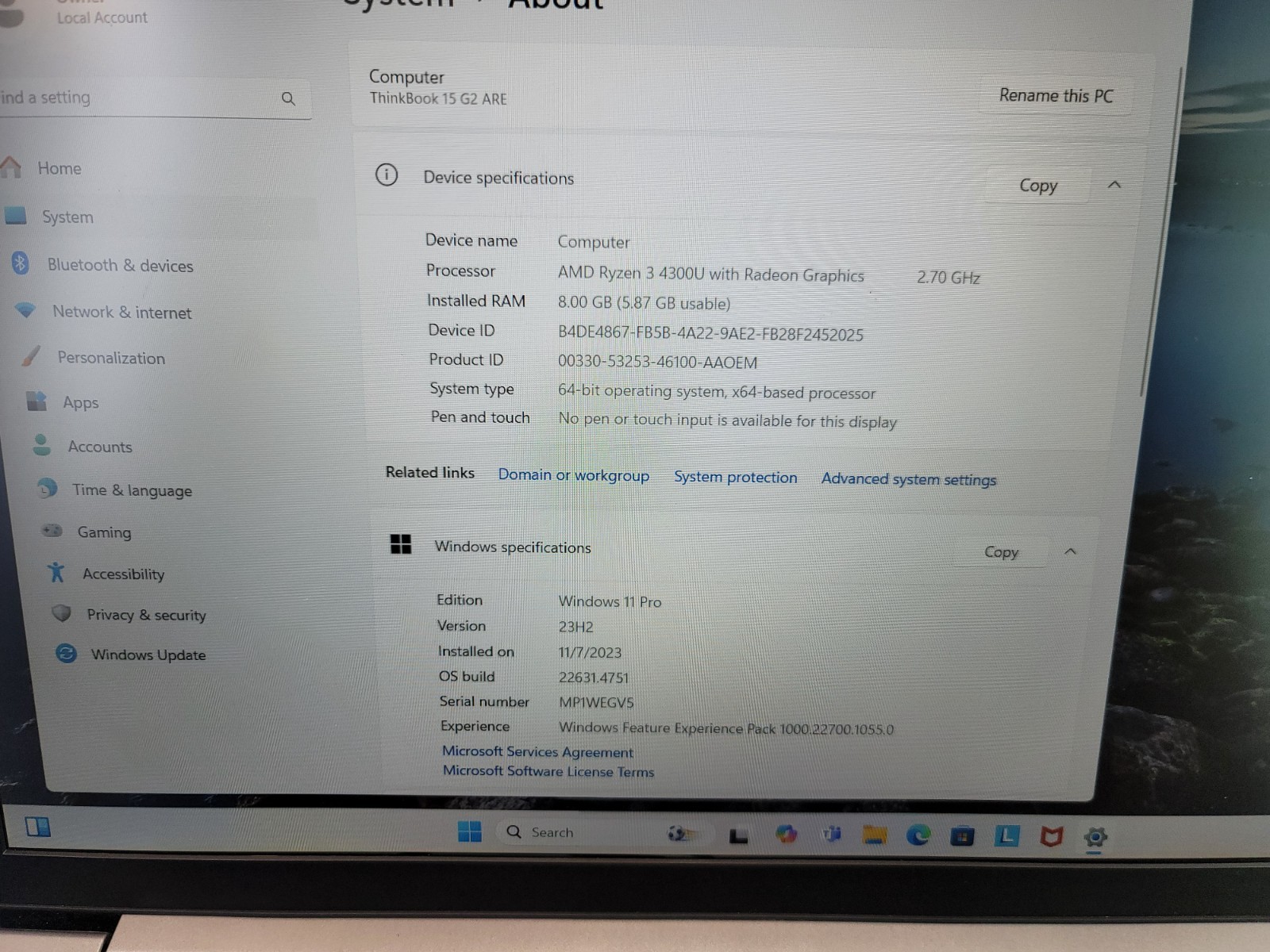 LENOVO THINKBOOK 15 G2 ARE LAPTOP