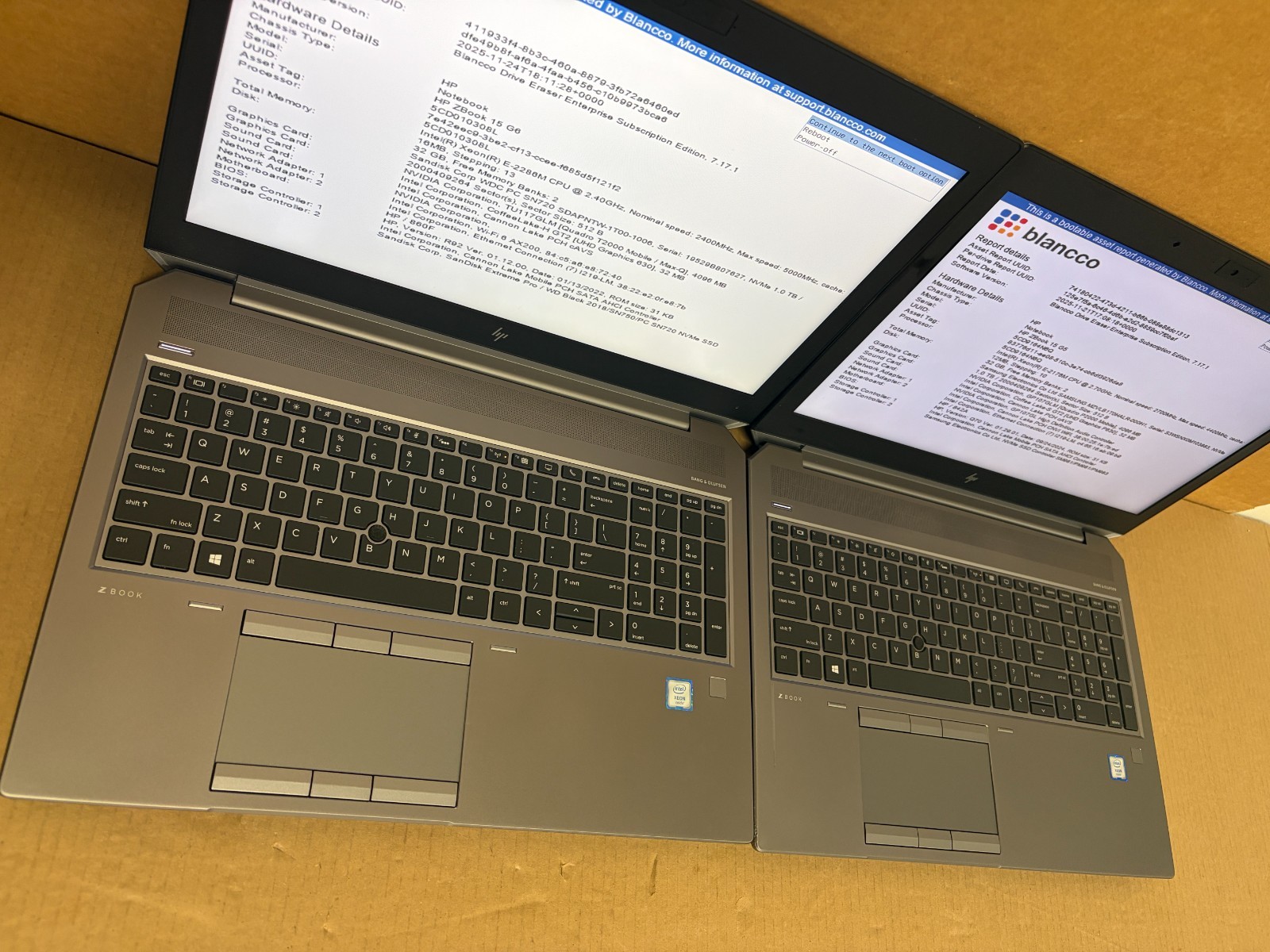 Mixed Lot of 2 HP ZBook 15 G5/G6 | E-2176M/E-2286M | P2000/T2000 | NO OS H
