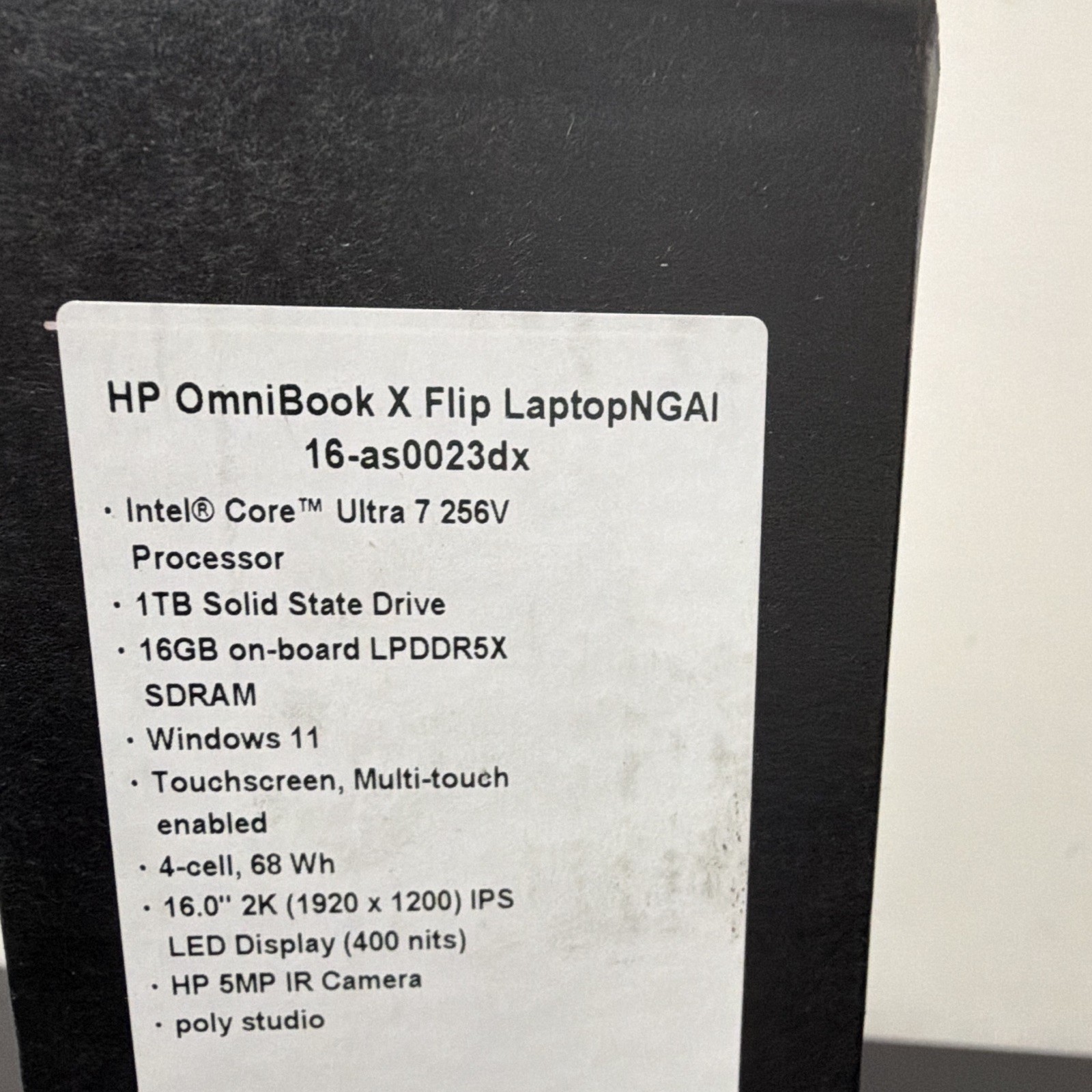 HP OmniBook X Flip 16-as0023dx 16″ Touch Core Ultra 7 16GB 1TB SSD W11 Black