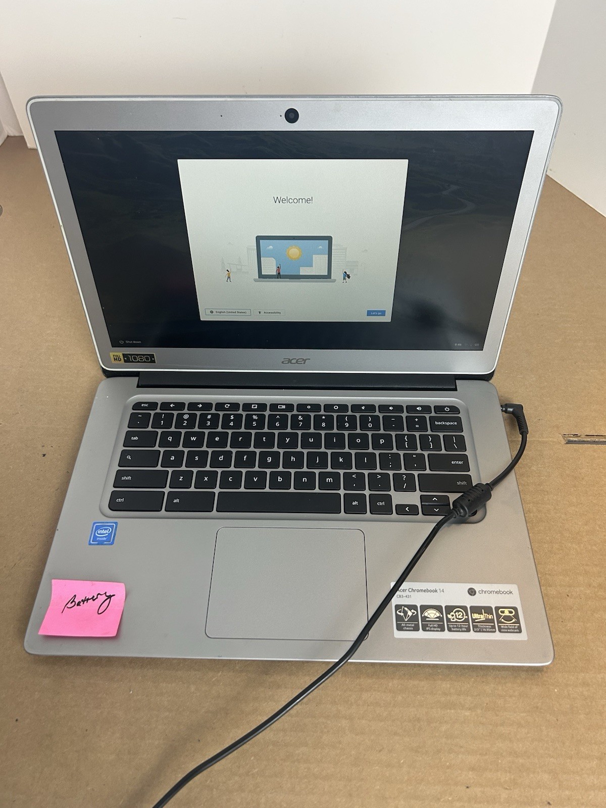 Acer Chromebook 14 Cb3-431 2017 Working w/ **BAD BATTERY / PARTS or Repair
