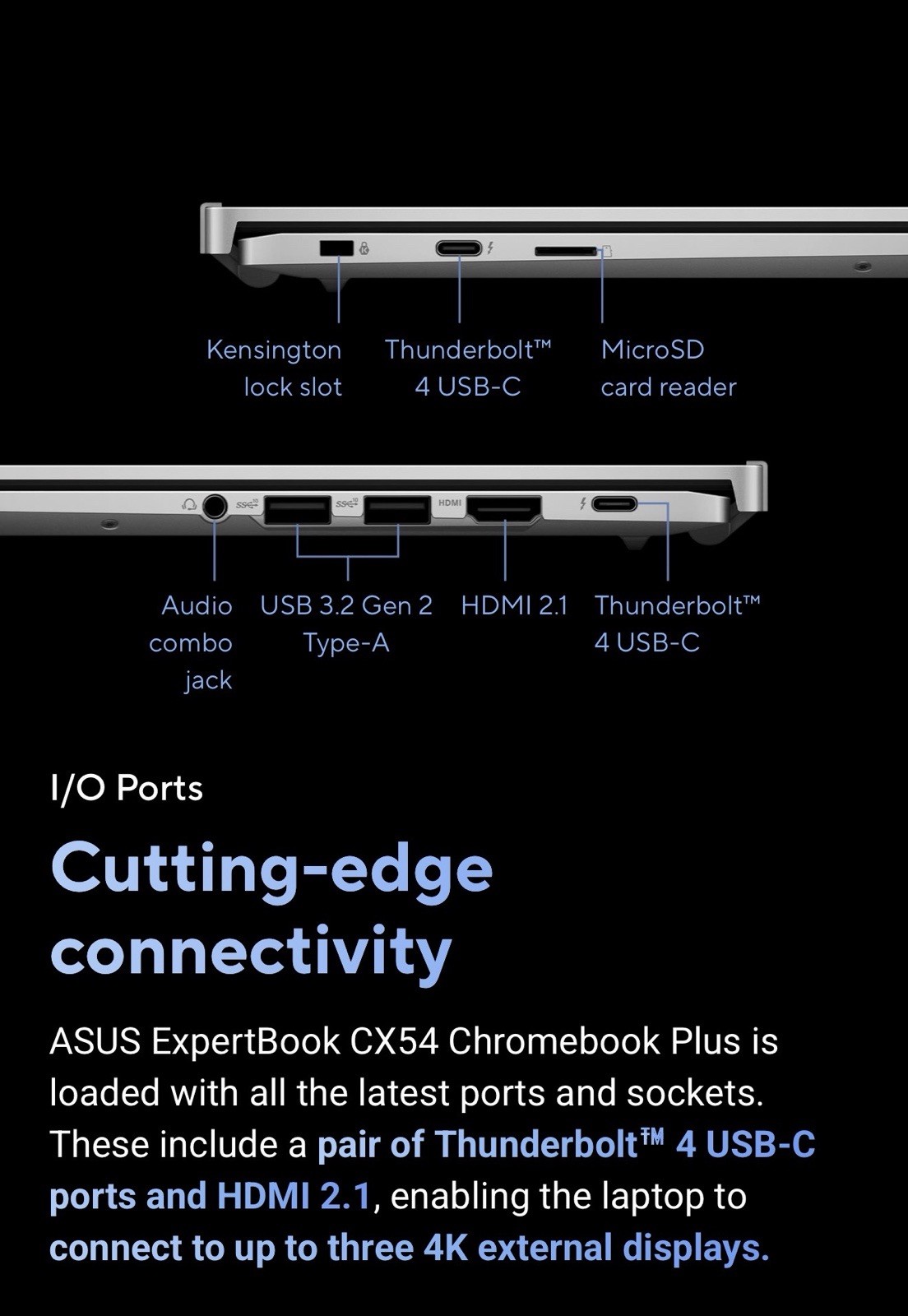ASUS ExpertBook CX54 Chromebook Plus 14” (16/256GB, Fog Silver) w/ Protection
