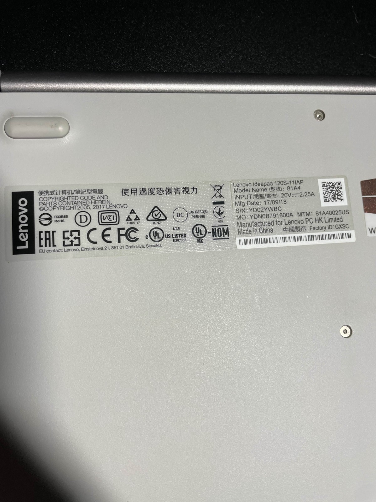 Lenovo IdeaPad 120S-11IAP 12″ Laptop Intel Celeron N3350 32GB eMMC WIN 11