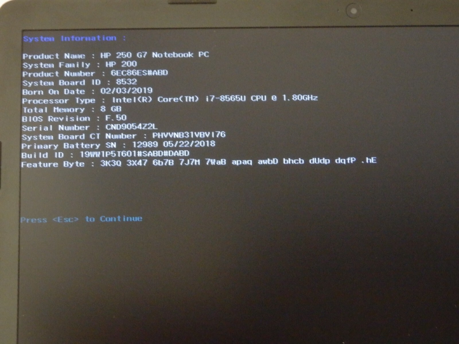 HP 250 G7 – Intel i7-8565U, 8GB Ram, 256GB SSD, UHD 620, 15.6″ inch FHD, Win 11
