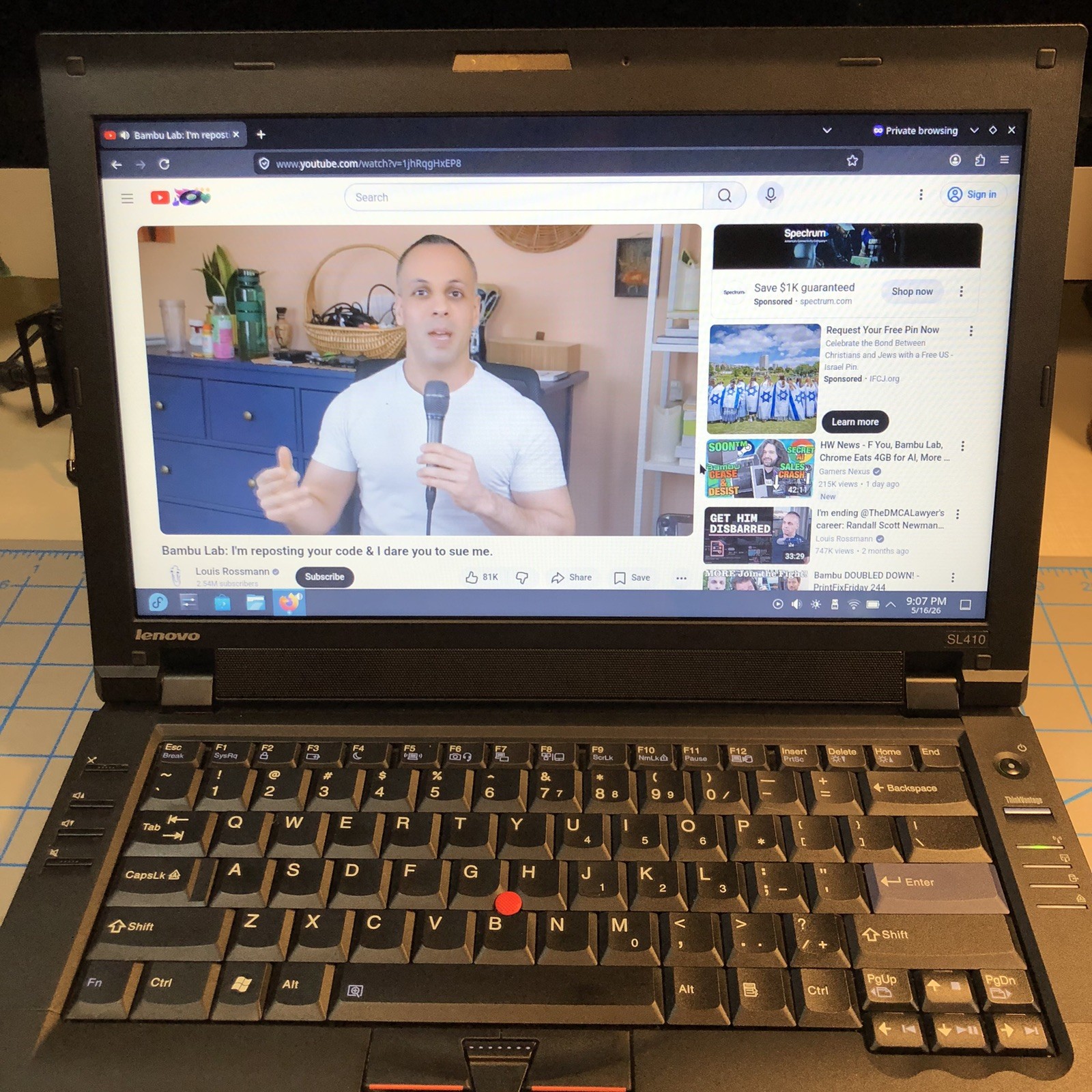 Lenovo Thinkpad SL410 Laptop Fedora Linux Core 2 Duo 2.2GHz 8gb Ram 240gb HDD