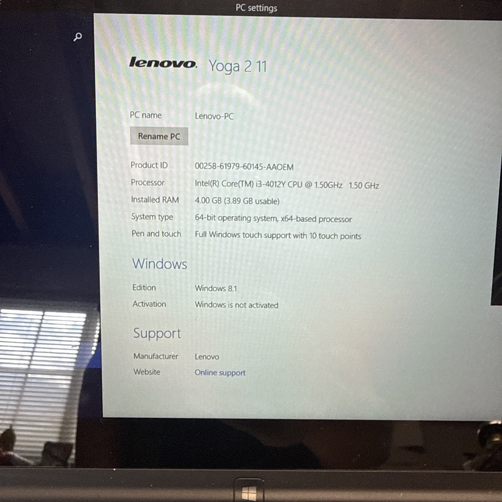 Used Lenovo Yoga 2 11 2-in-1 Convertible Laptop / Tablet 360° hinge Touchscreen