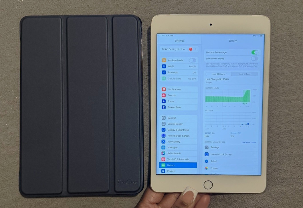 Unlocked Apple iPad mini 4 64GB Wi-Fi + Cellular 7.9in Gold and Case