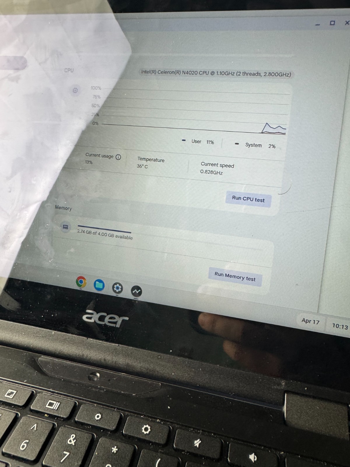 Acer Chromebook N18Q6 Celeron N4020, 4GB RAM Laptop *READ #5213