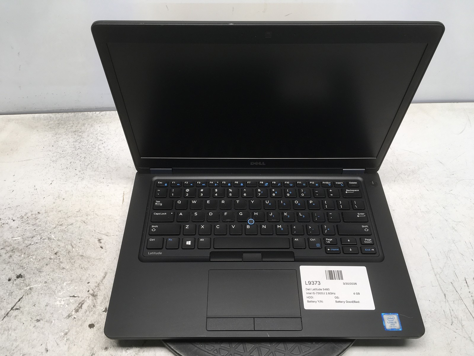 Dell Latitude 5480 Intel i5-7300U 2.6GHz 4 GB NO HDD No Batt