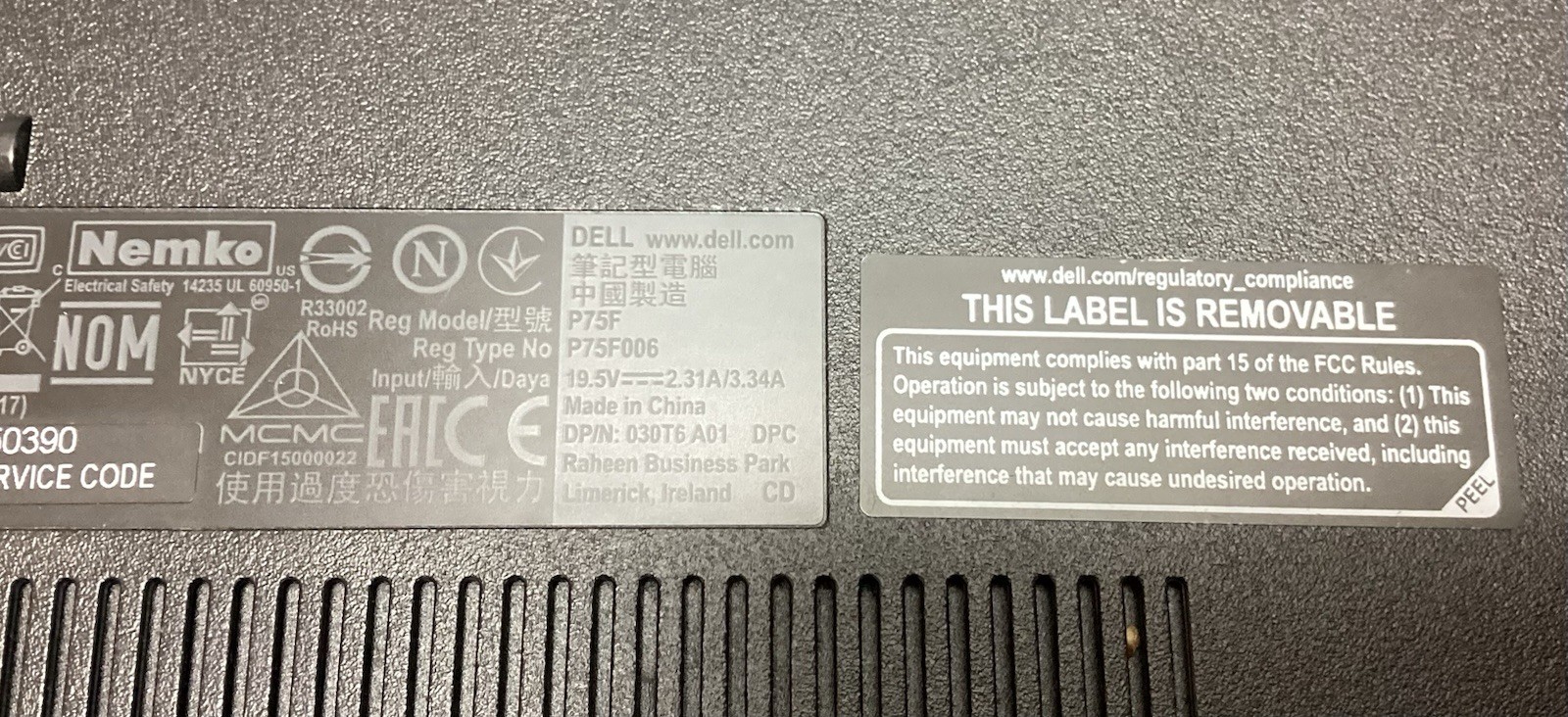 DELL INSPIRON 3583 | INTEL CORE I3-8145W 2.30GHZ | 128GB | 8GB | NO BATTERY