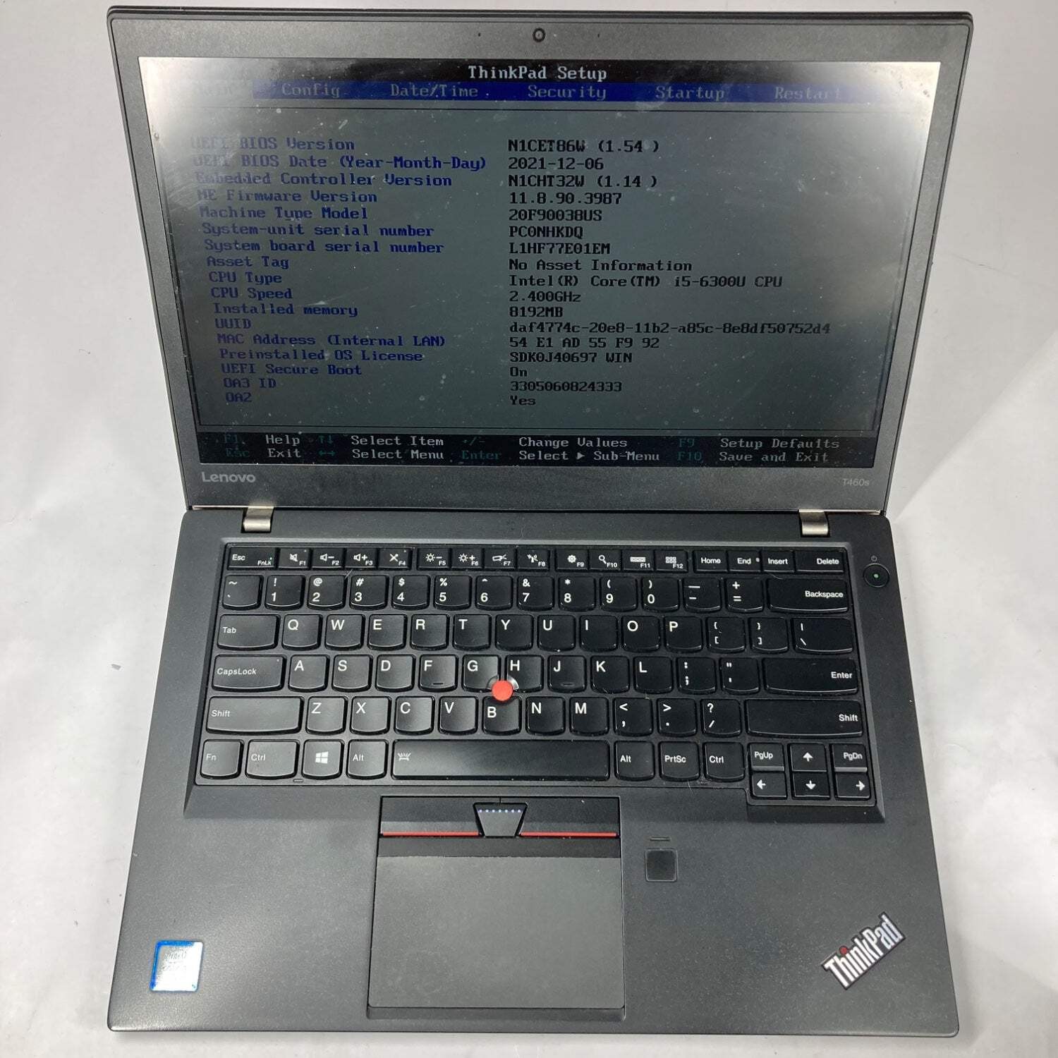 Lenovo Thinkpad T460s 14″ i5-6300U 2.4GHz 8GB RAM NO SSD NO OS