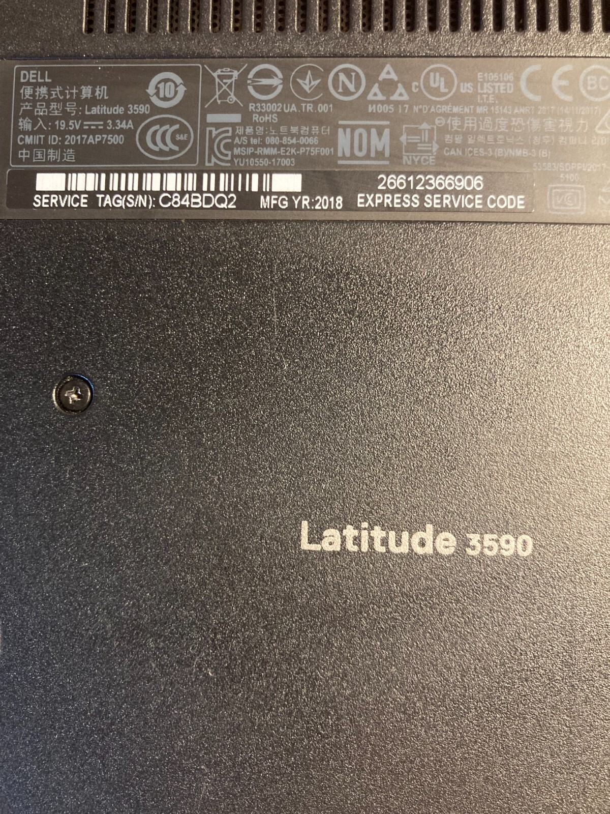 Dell Latitude 3590 Core i3 8130U 2.2GHz 4GB RAM 500GB HDD *FOR PARTS* **READ**