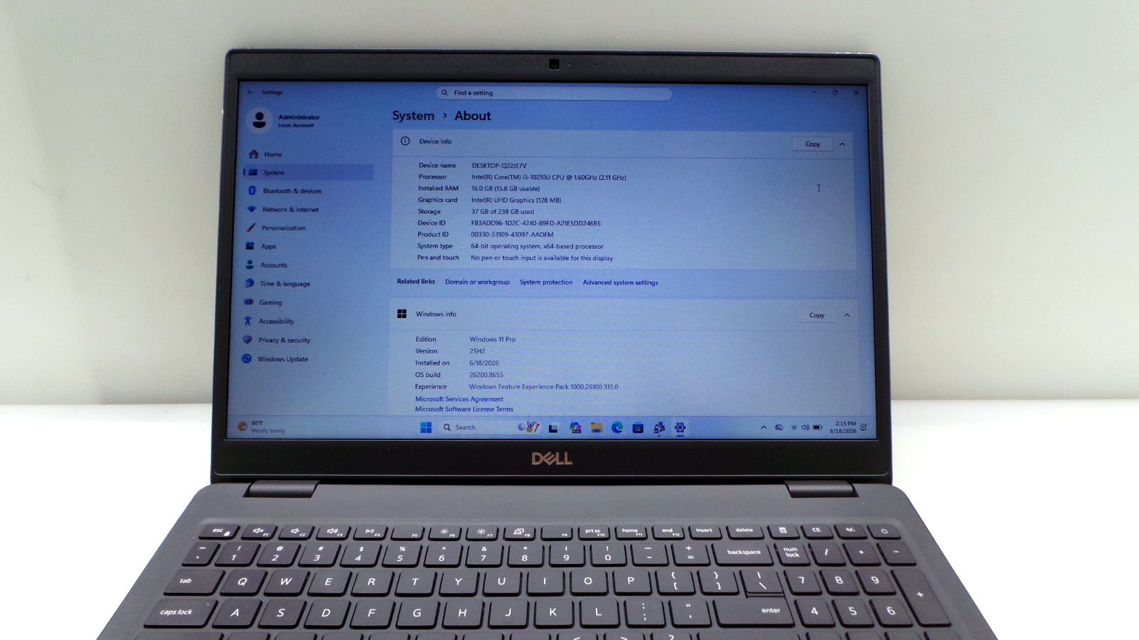 Dell Latitude 3510 15.6″ | i5-10210U 1.60GHz | 16GB RAM 256GB NVMe | WIN 11 PRO