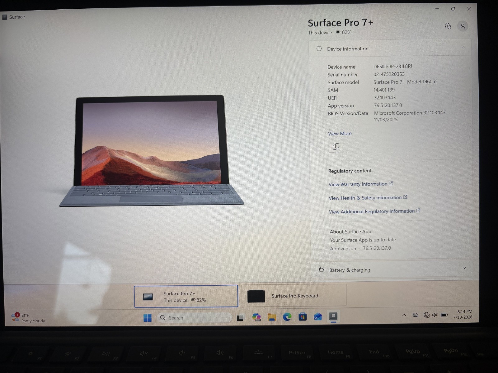 Microsoft Surface Pro 7+ 1960 Intel i5-1135G7 8GB RAM 128GB SSD with 1661 Dock