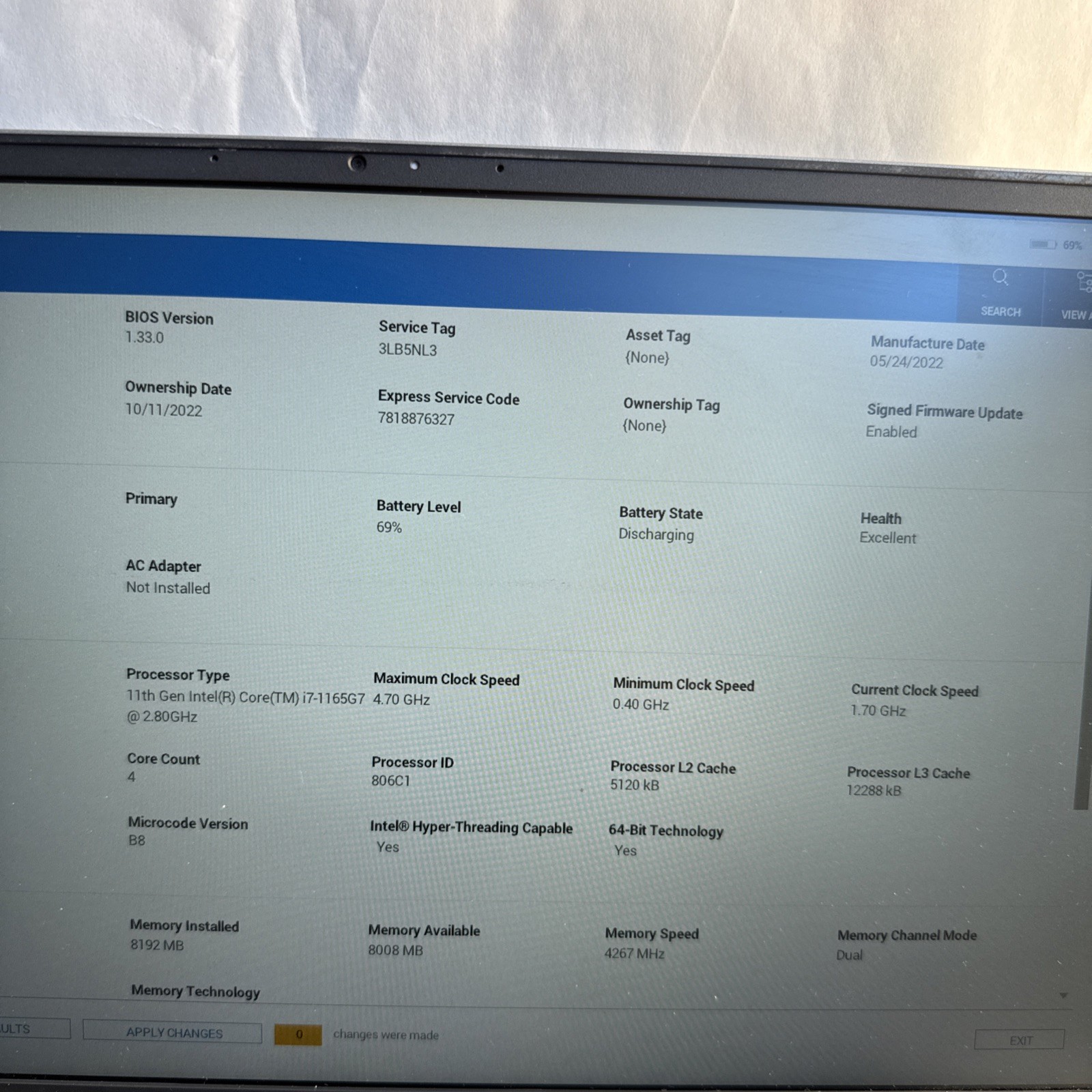 Dell Latitude 3320 13.3″ Intel Core i7-1165G7 @2.40 GHz 8GB RAM NO SSD/OS