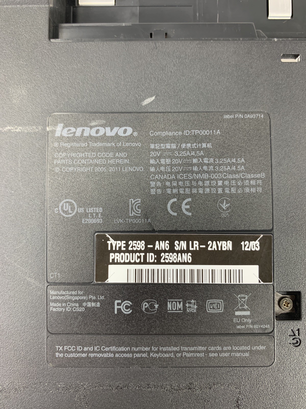 Lenovo ThinkPad L512 15.6″ i5-M520 2.4 GHz 4 GB Ram No OS No HDD No AC No Batt