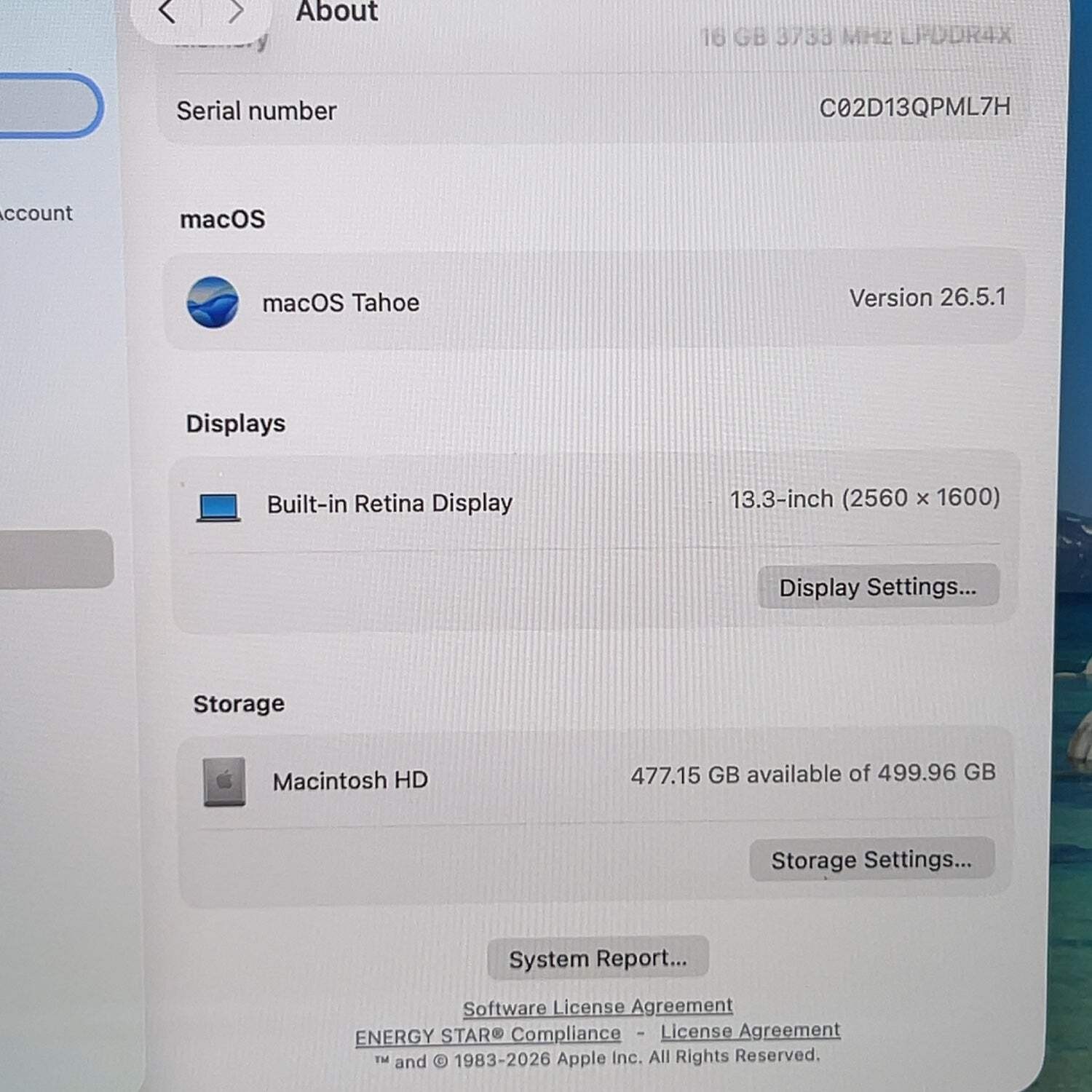 2020 Apple MacBook Pro 13.3″ i5 2.0GHz 16GB RAM 512GB SSD Space Gray A2251