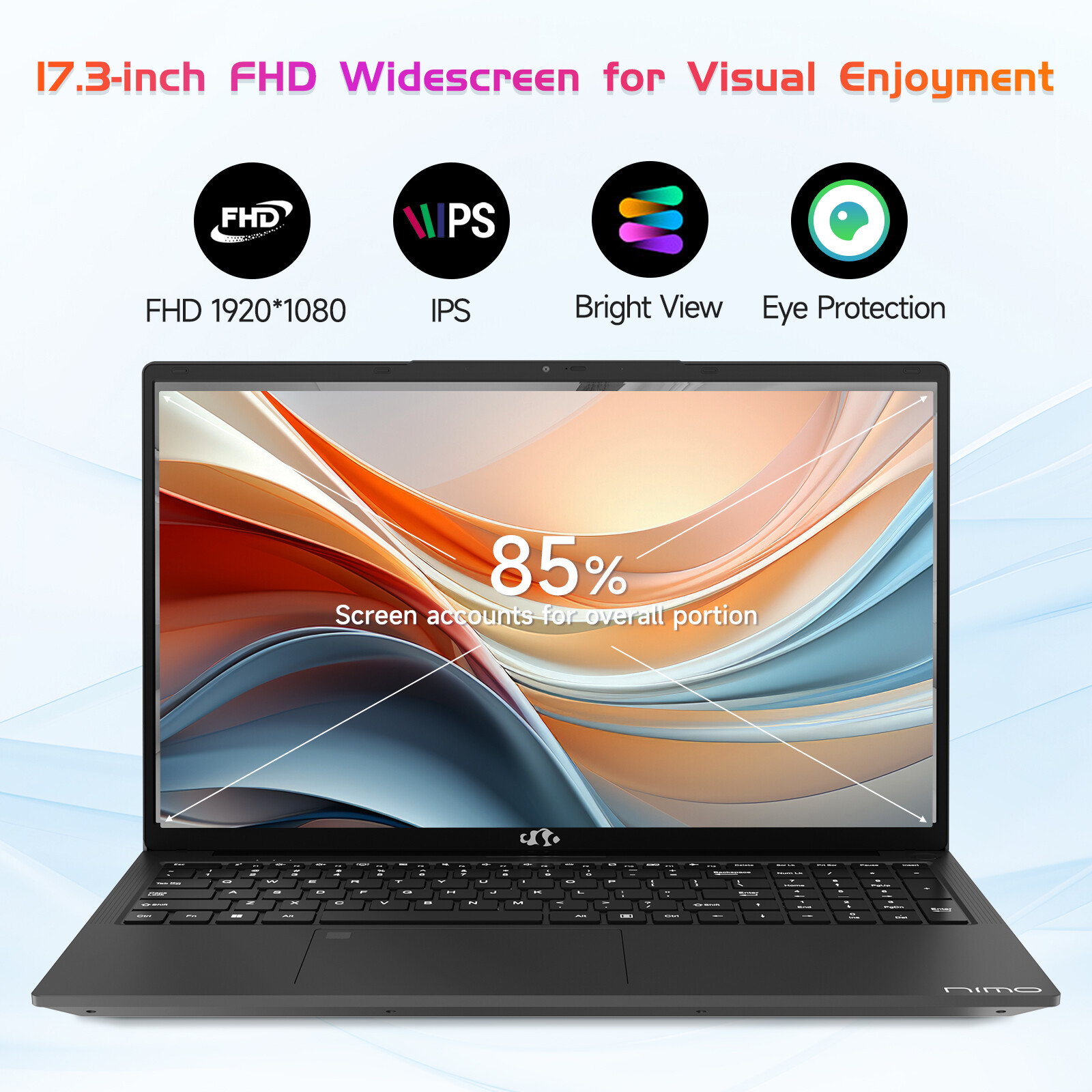 NIMO 17.3 IPS FHD Laptop Computer Intel 6 Core i3-1215U 8GB RAM 256GB SSD