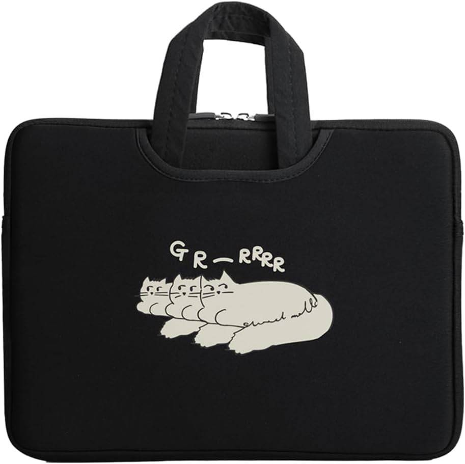 Laptop Sleeve with Ivory Cat Illustration Cute Laptop Bag for MacBook Air 13 Pro