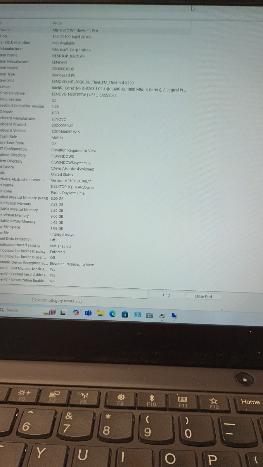 80806 ThinkPad X390(2022) w/charger.i5-8265U.8GB.256GB SSD.13.3″FHD.W11 Pro.Nice