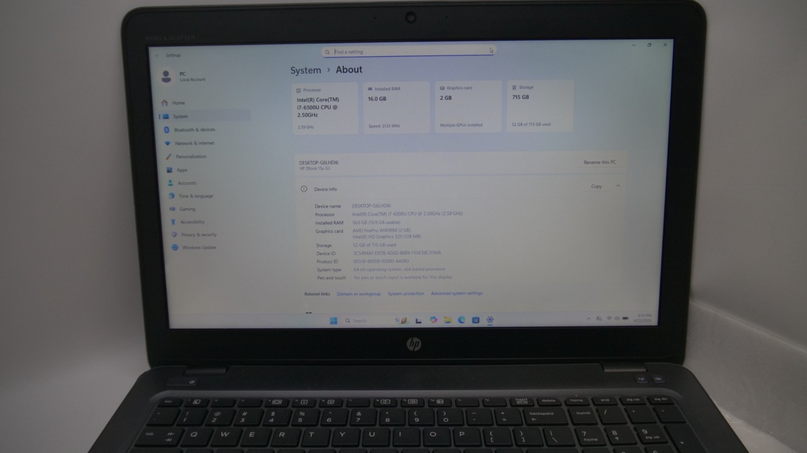 HP ZBOOK 15u G3 Laptop Core i7-6500U 16GB RAM 768GB Nvme/SSD Win 11 FAST!!!!!!!!