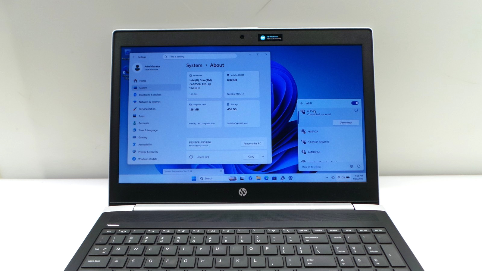 HP ProBook 450 G5 | 15.6″ | i5-8250U | 8GB 500GB HDD | Win 11 Pro