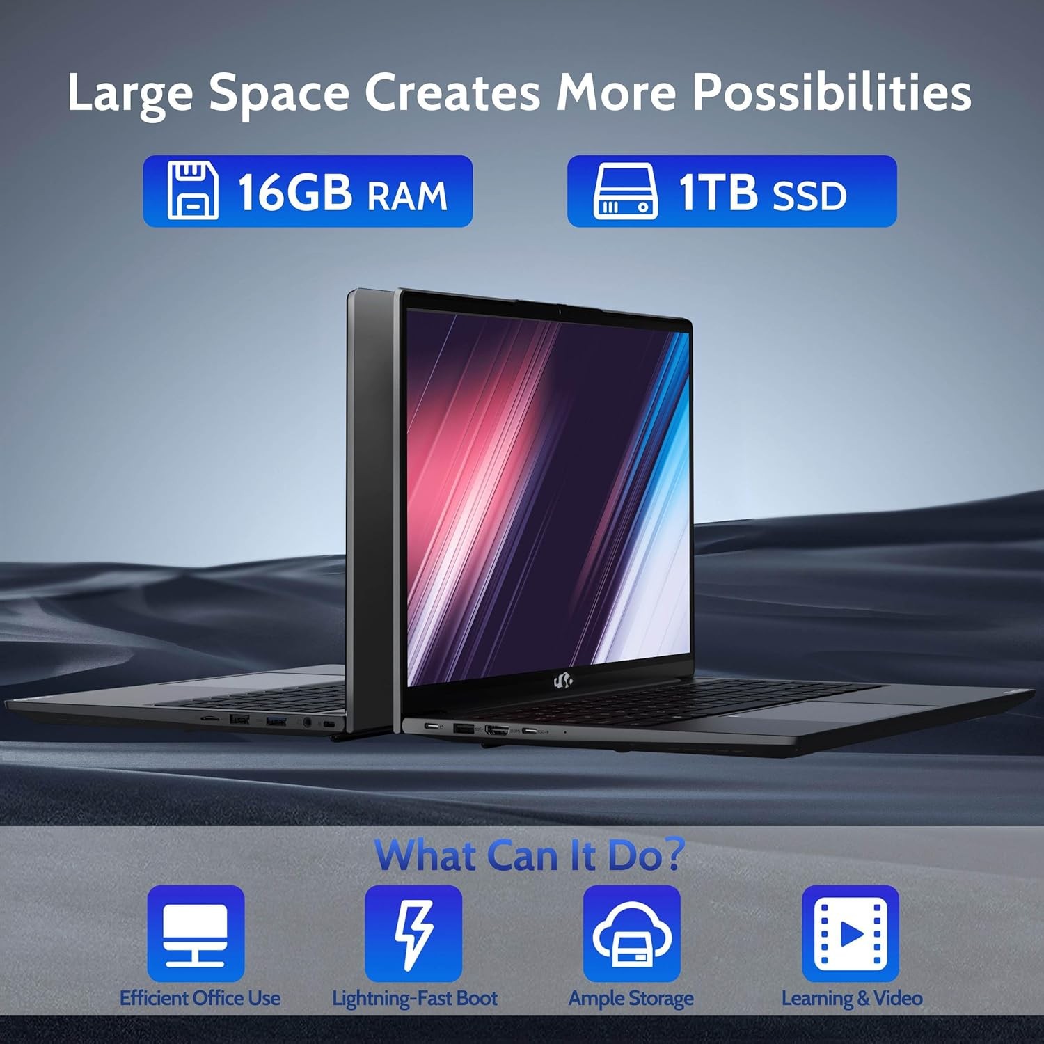 15.6″ Student-Laptop, 16GB RAM 256GB SSD, Intel Pentium Quad-Core N100 Processor