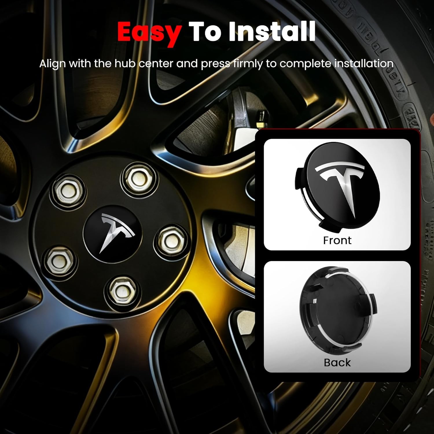 4PC Tesla Model Y Model 3 Wheel Caps Hubcaps Center Covers Chrome Em