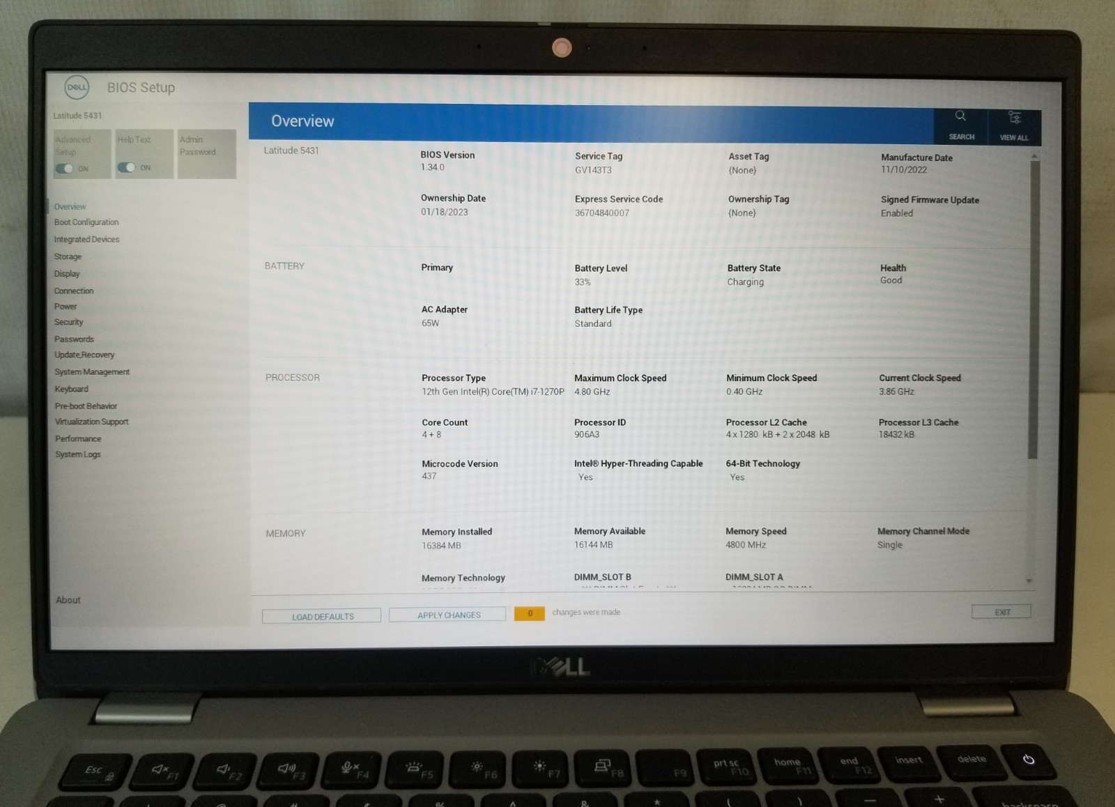 Dell Latitude 5431 14″ Intel i7-1270P 16GB DDR5 NO HDD NO OS
