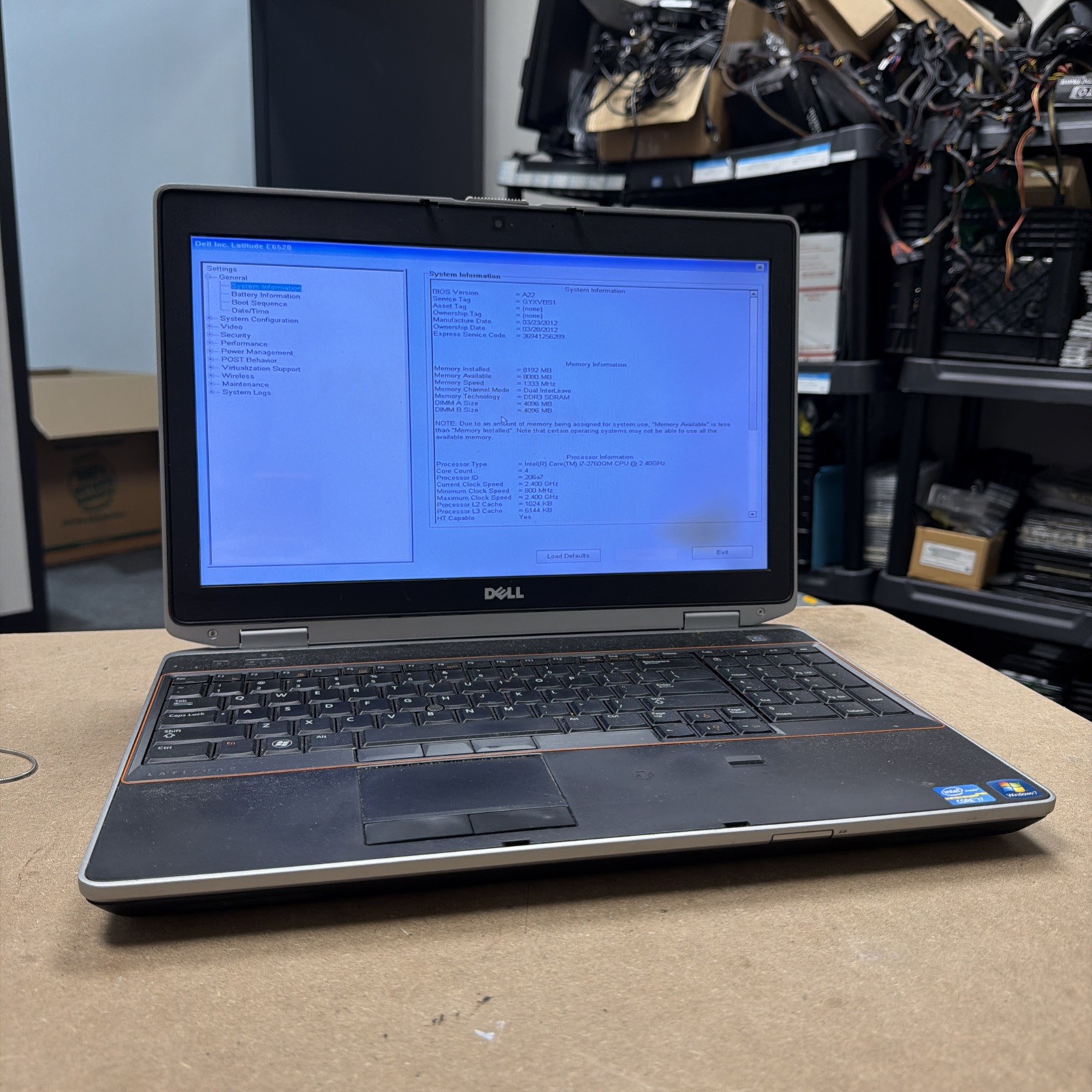 *PARTS Dell Latitude E6520 i7-2760QM CPU@2.4GHz 8GB RAM 500GB HD NO OS