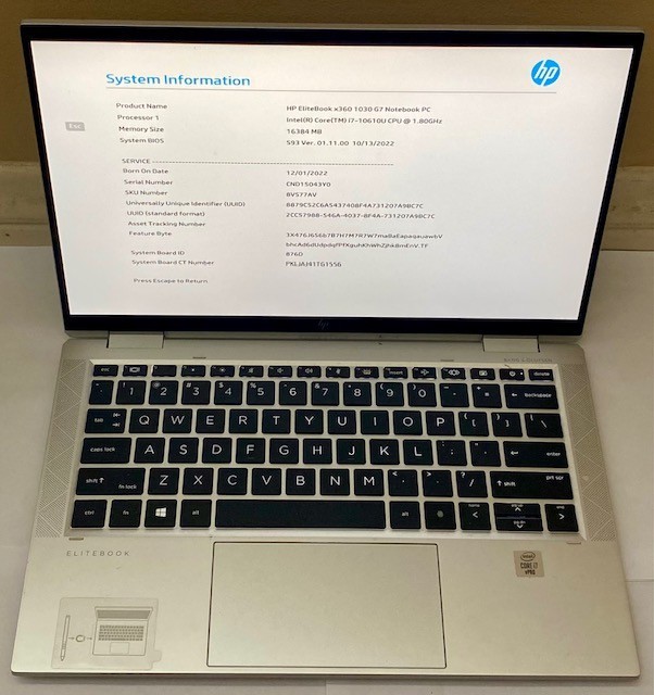 HP EliteBook x360 1030 G7 i7 i7-10610U 1.80GHz 16GB RAM 512gb SSD