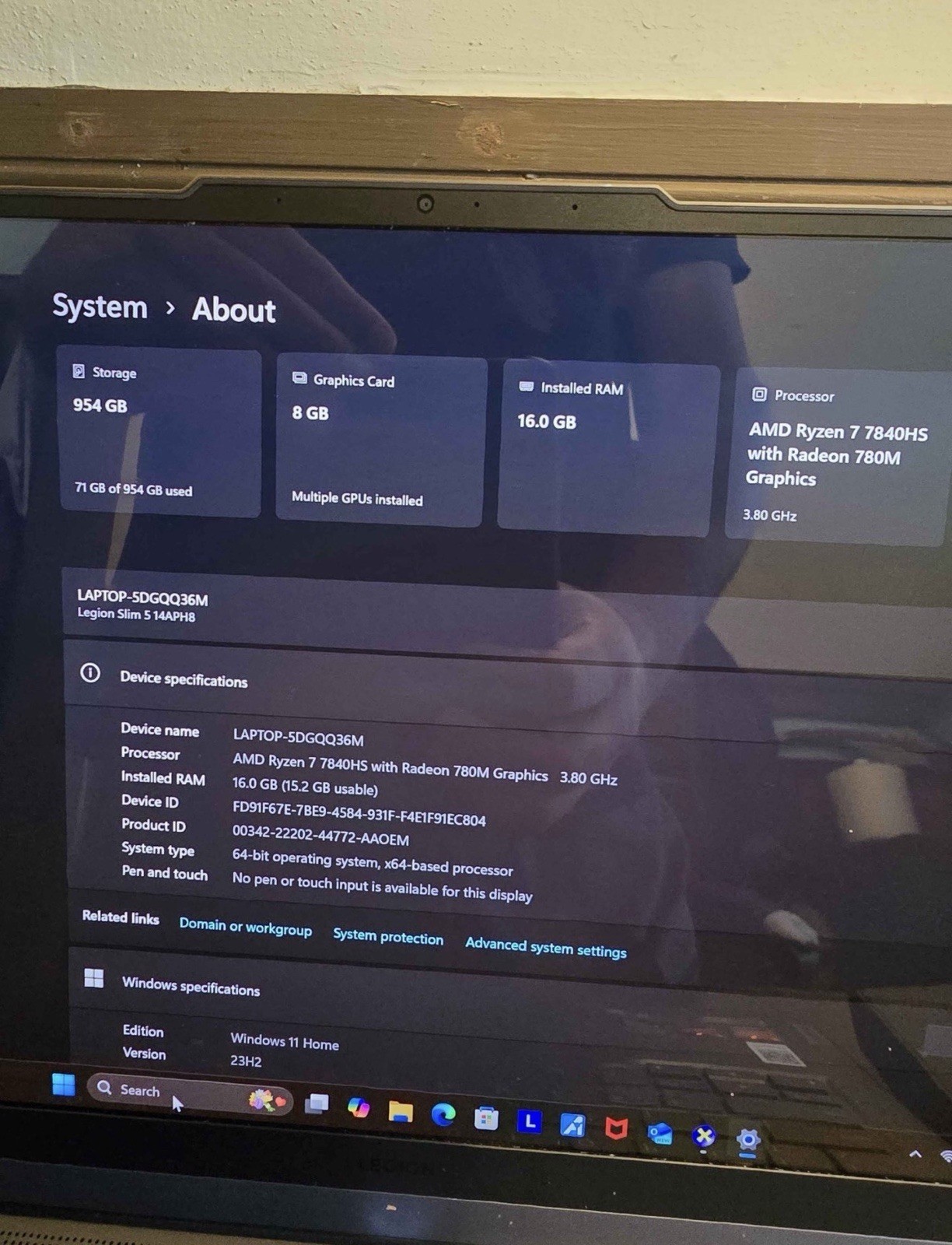 Lenovo Legion Slim 5 14APH8 Ryzen 7 7840HS 16GB 1TB RTX 4060 OLED 120HZ
