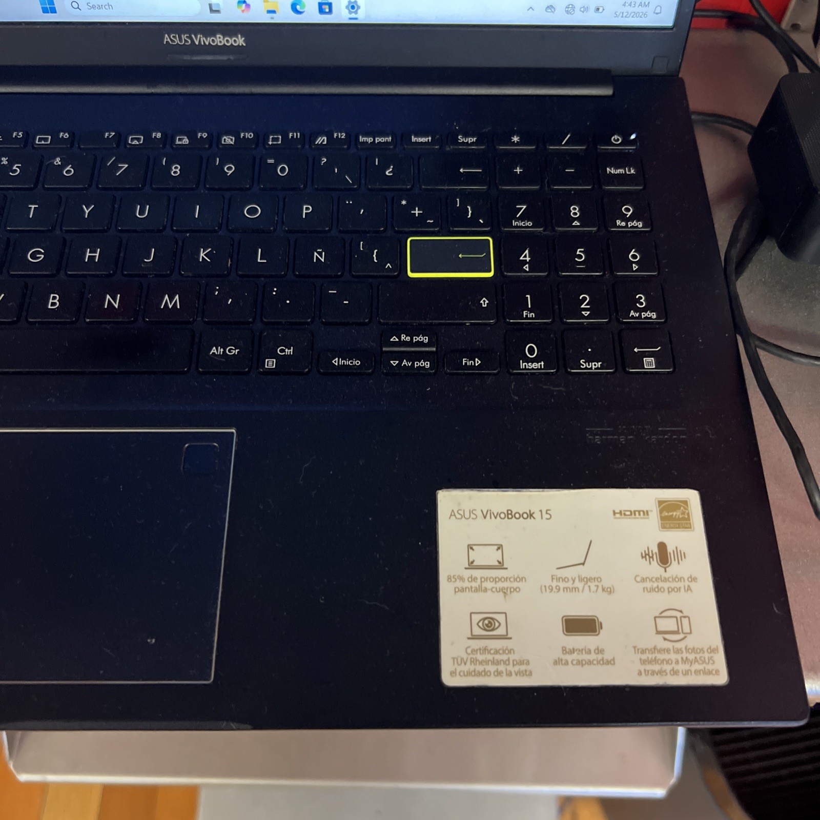 Asus Vivobook 15 F513E 15.6″ i5-1135G7 2.4GHz 16GB RAM 256GB SPANISH KEYBOARD