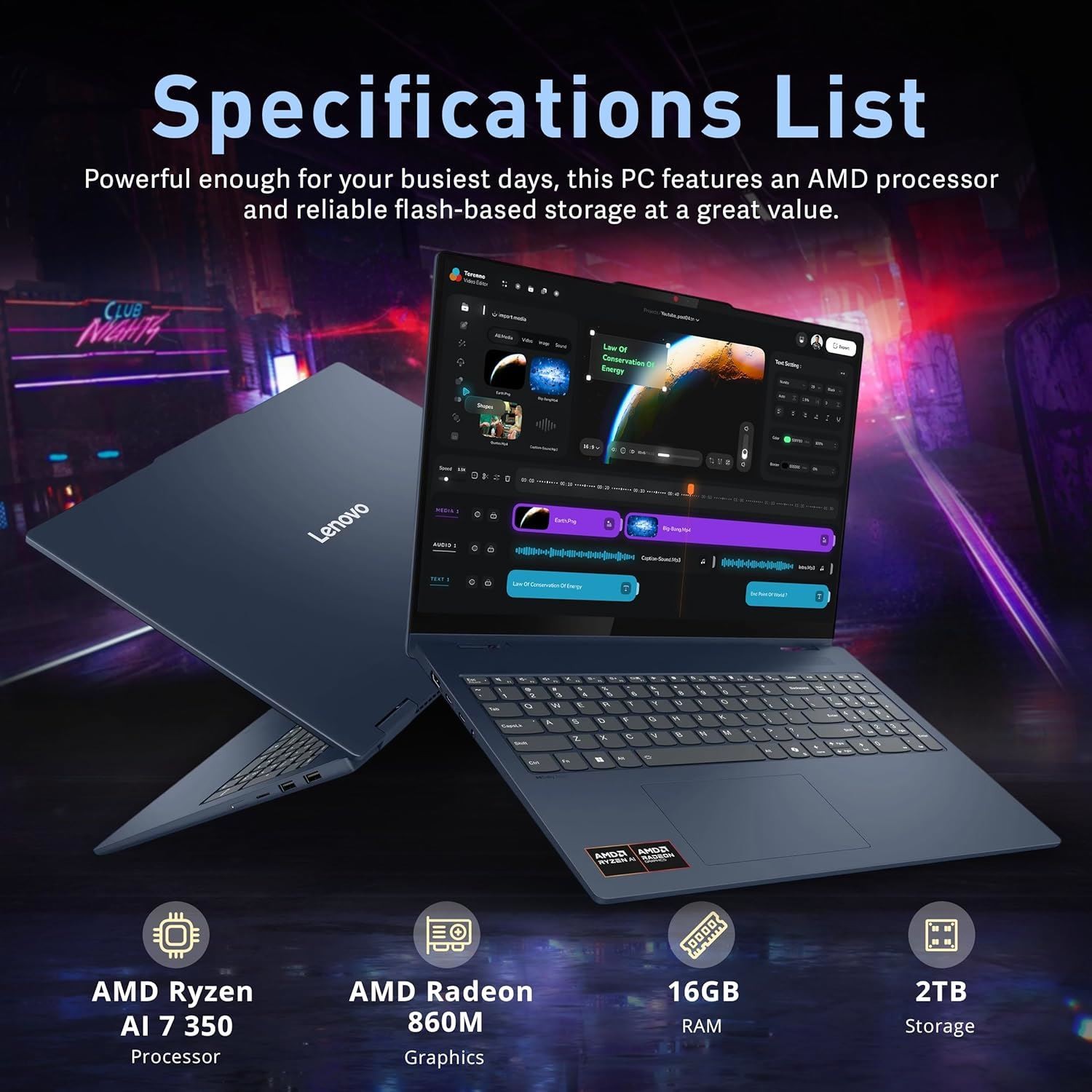Lenovo IdeaPad 5 2-in-1 16″ Ryzen AI 7 350 16GB 1TB SSD Radeon 860M Blue Used
