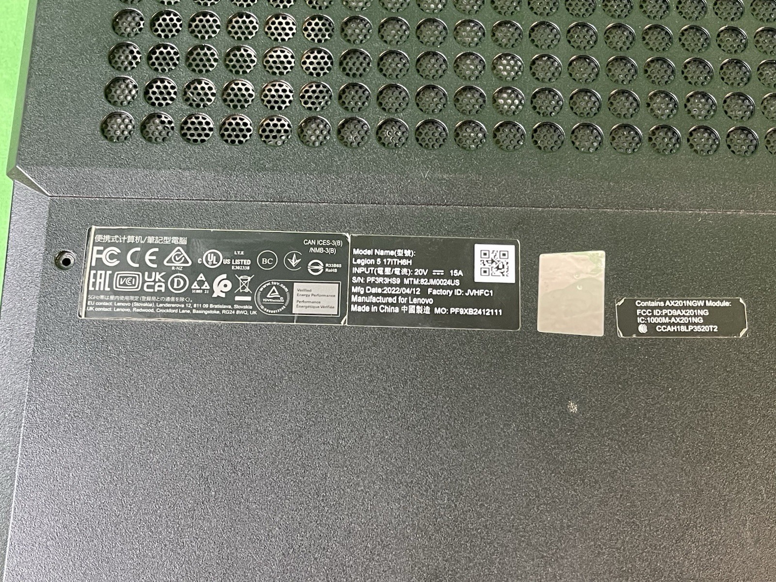 Lenovo Legion 5 17ITH6H i7-11800H | For Parts – No Boot | No RAM, No HDD