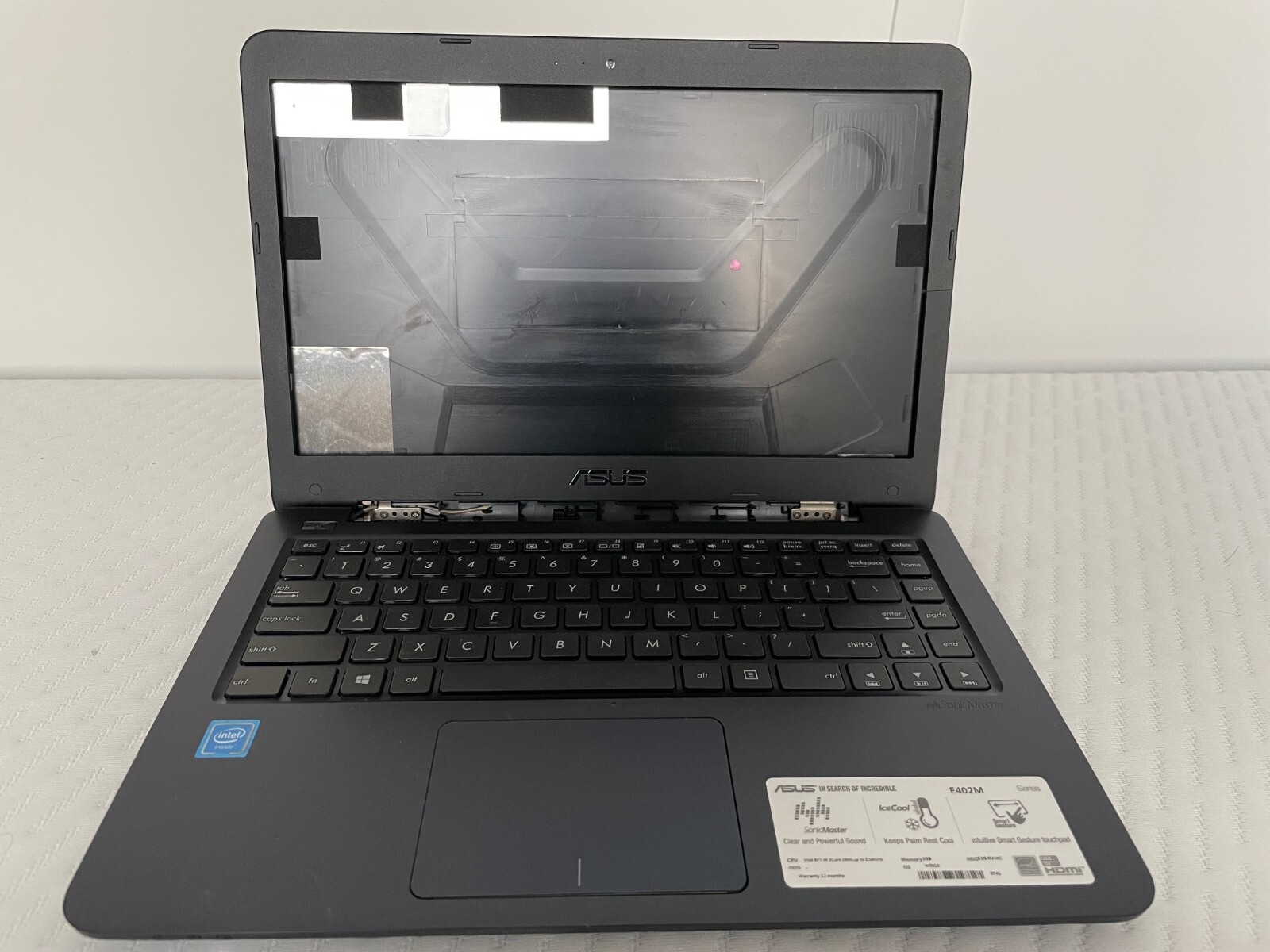 ASUS Laptop E402S N3050 CPU, 2GB RAM, 32GB eMMC SSD, Boots Up, For Parts As-Is