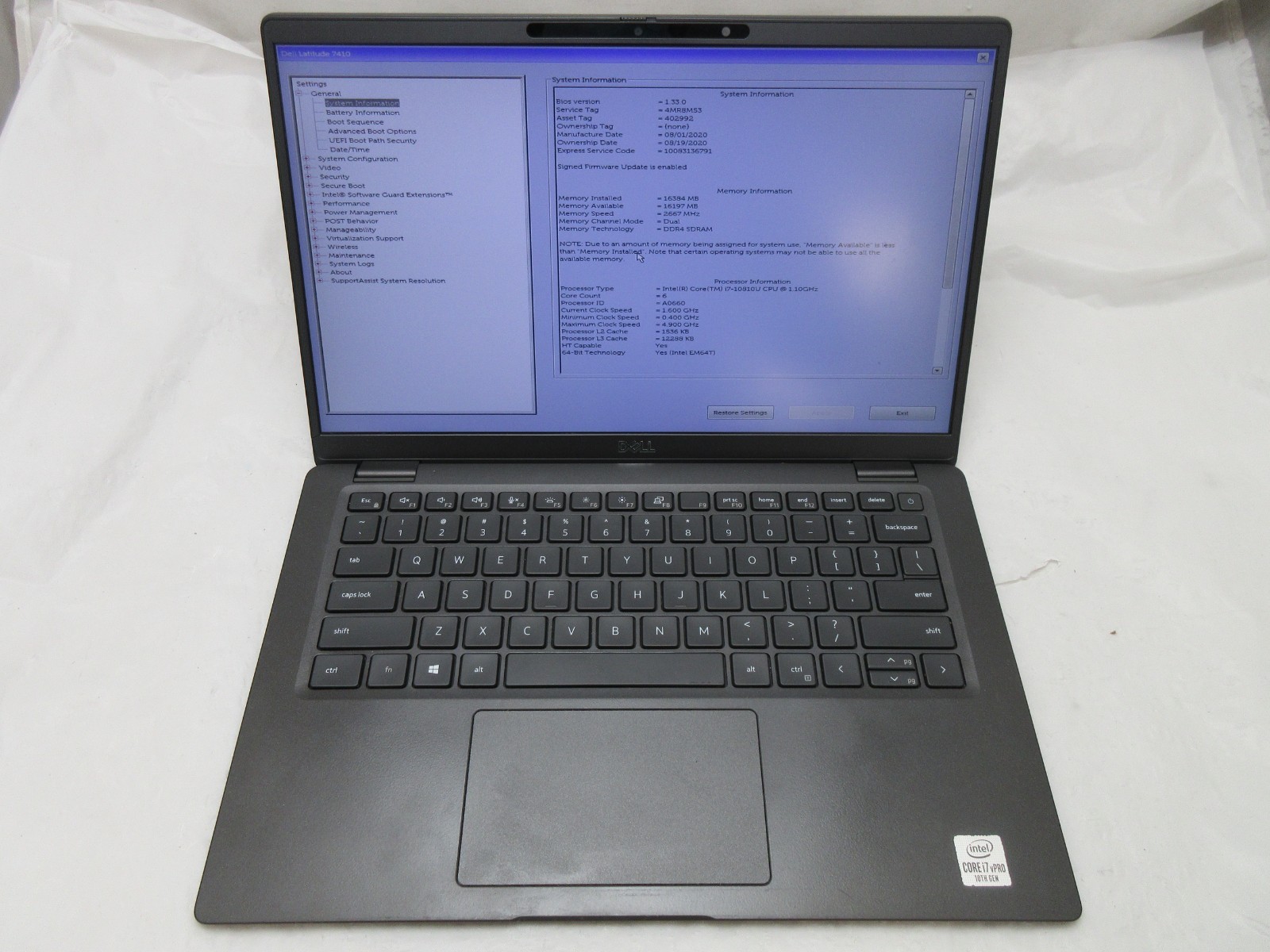 Dell Latitude 7410 14″ : i7-10810U 1.1GHz : 16GB RAM : 512GB SSD : Grade B