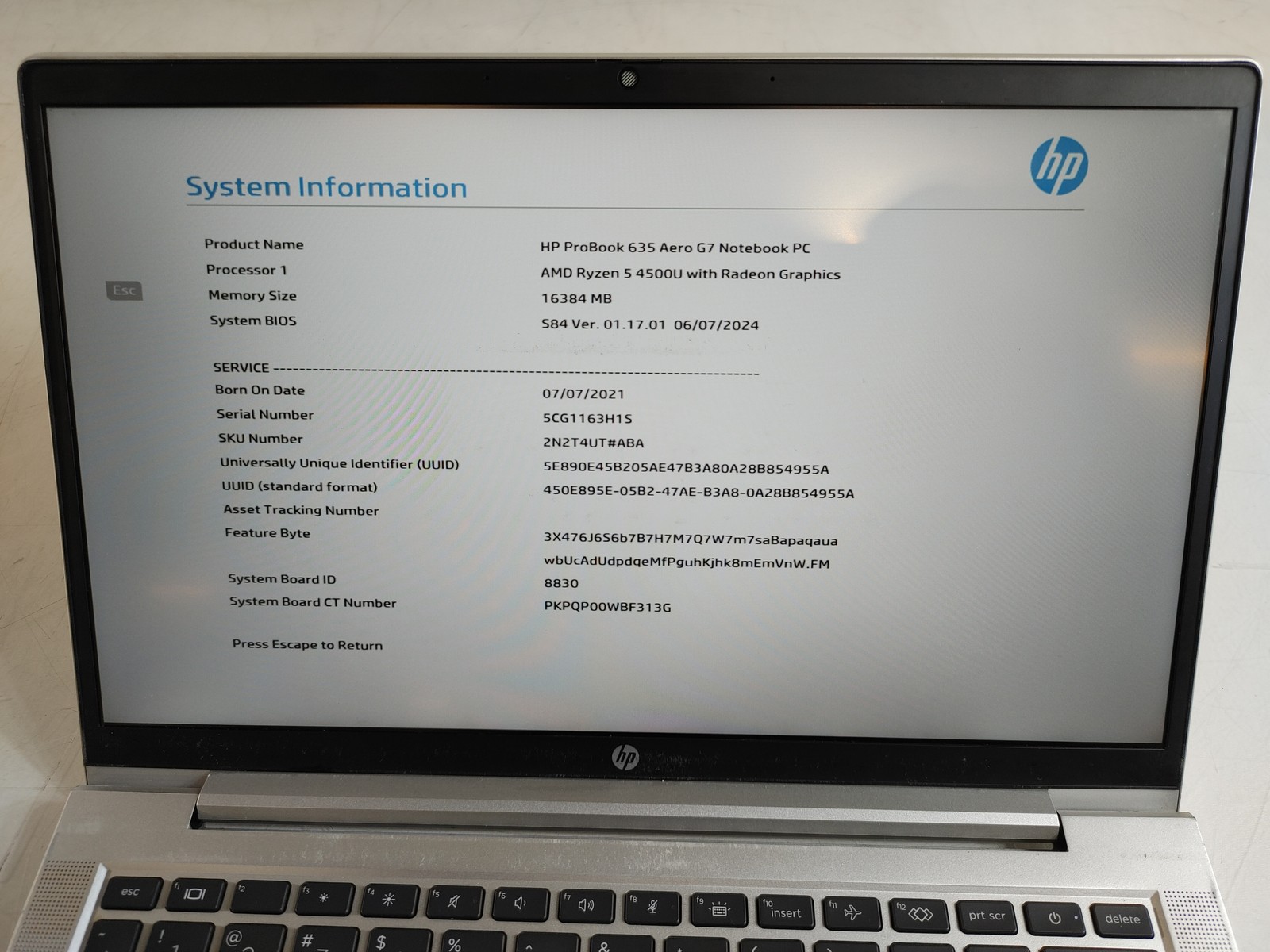 HP ProBook 635 Aero G7 Ryzen 5 4500U 2.30 GHz 16 GB DDR4 No HDD